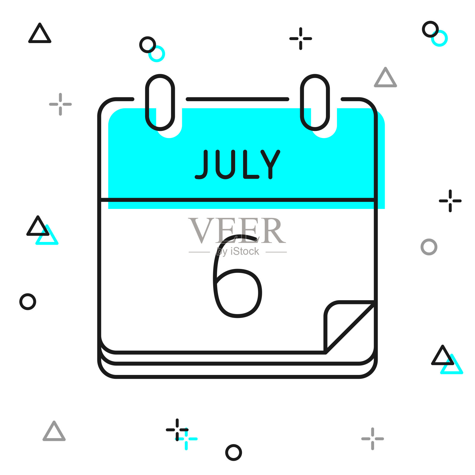 7月6日。白色背景上的线图标插画图片素材