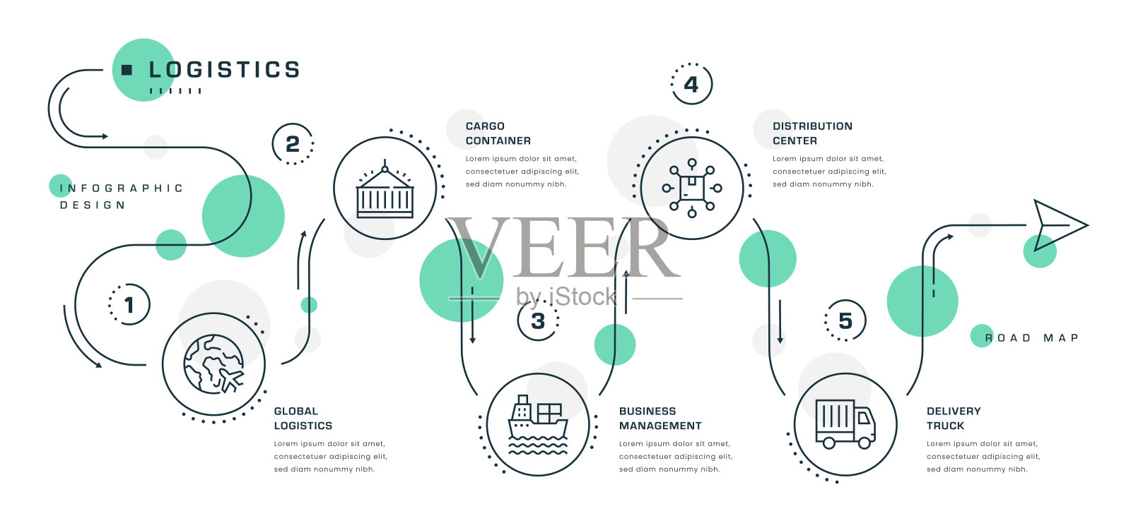 物流路线图信息图插画图片素材