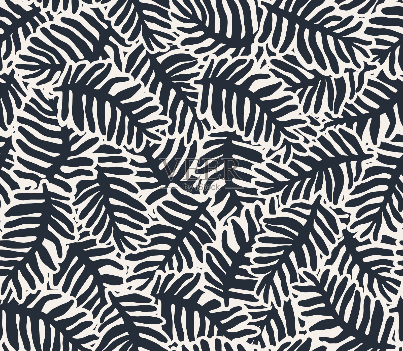 抽象棕榈叶无缝图案。插画图片素材