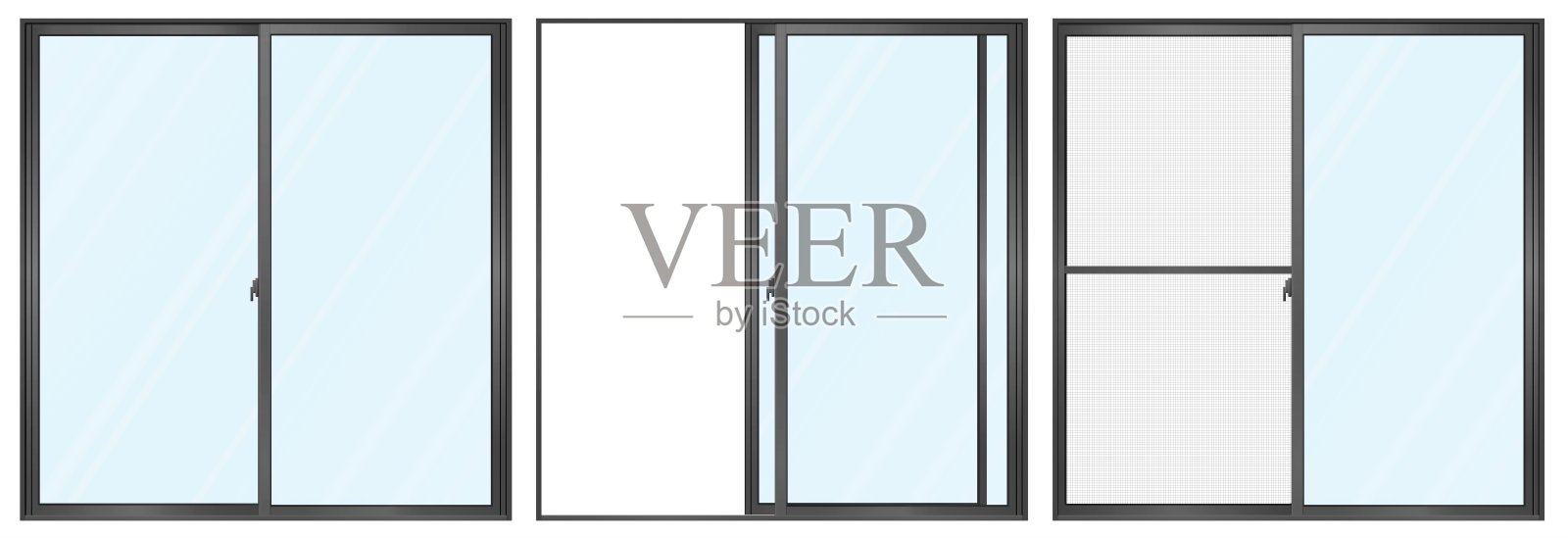 黑色滑动窗B/3套插画图片素材