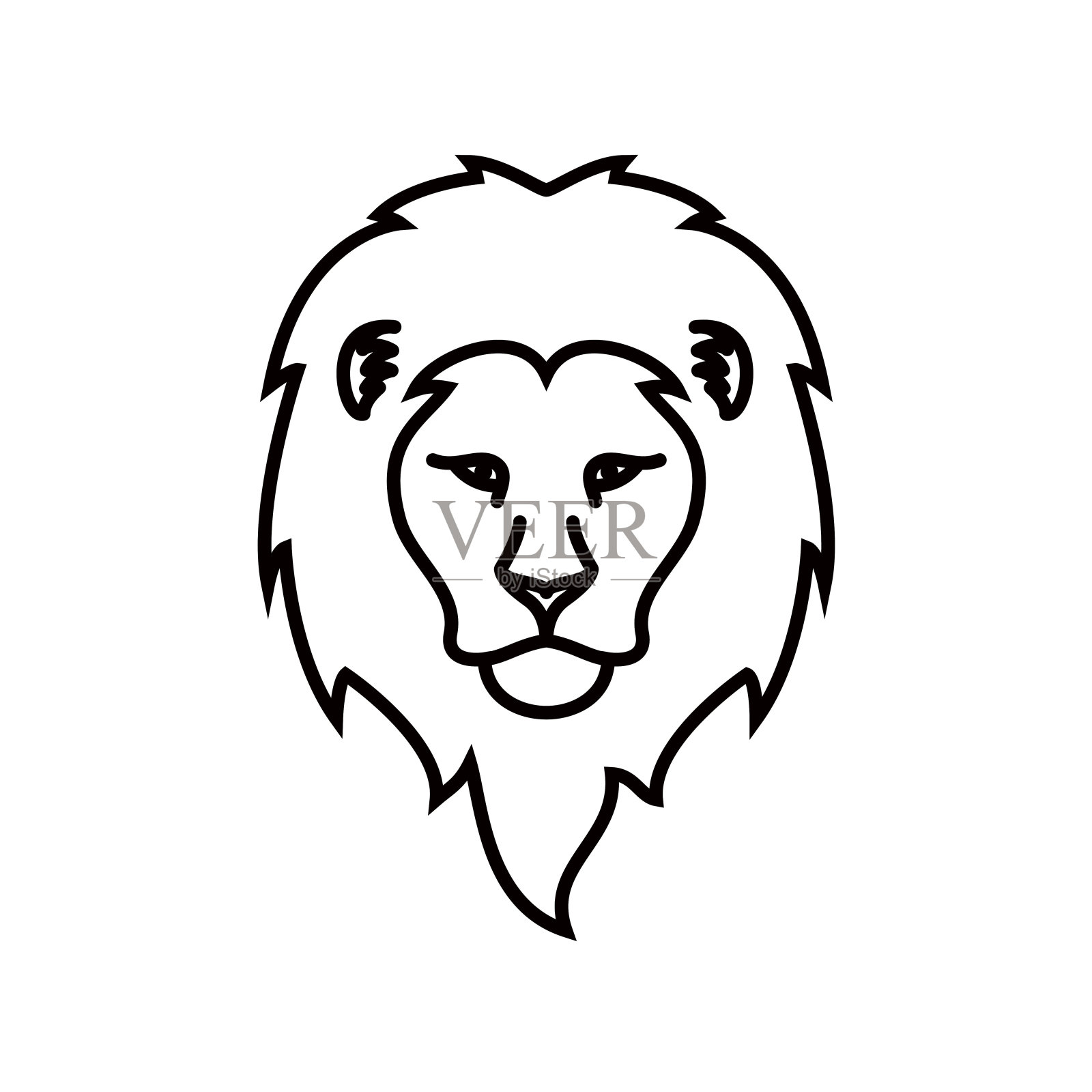 狮子头线艺术标志设计矢量插画图片素材