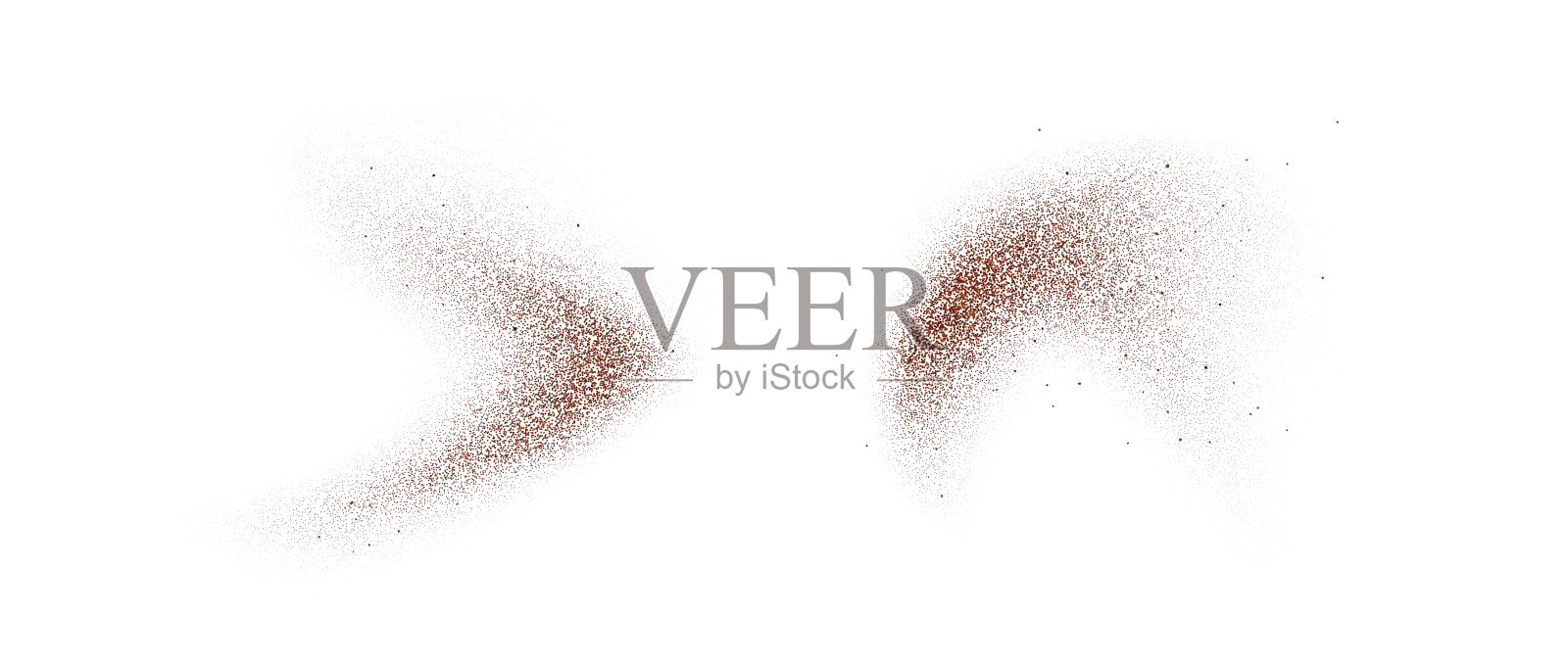 咖啡、可可或巧克力粉颗粒和斑点。棕色的尘土或沙的波浪元素。磨碎的豆子、谷物和颗粒波浪流动的形状。矢量喷雾斑点漩涡覆盖纹理插画图片素材