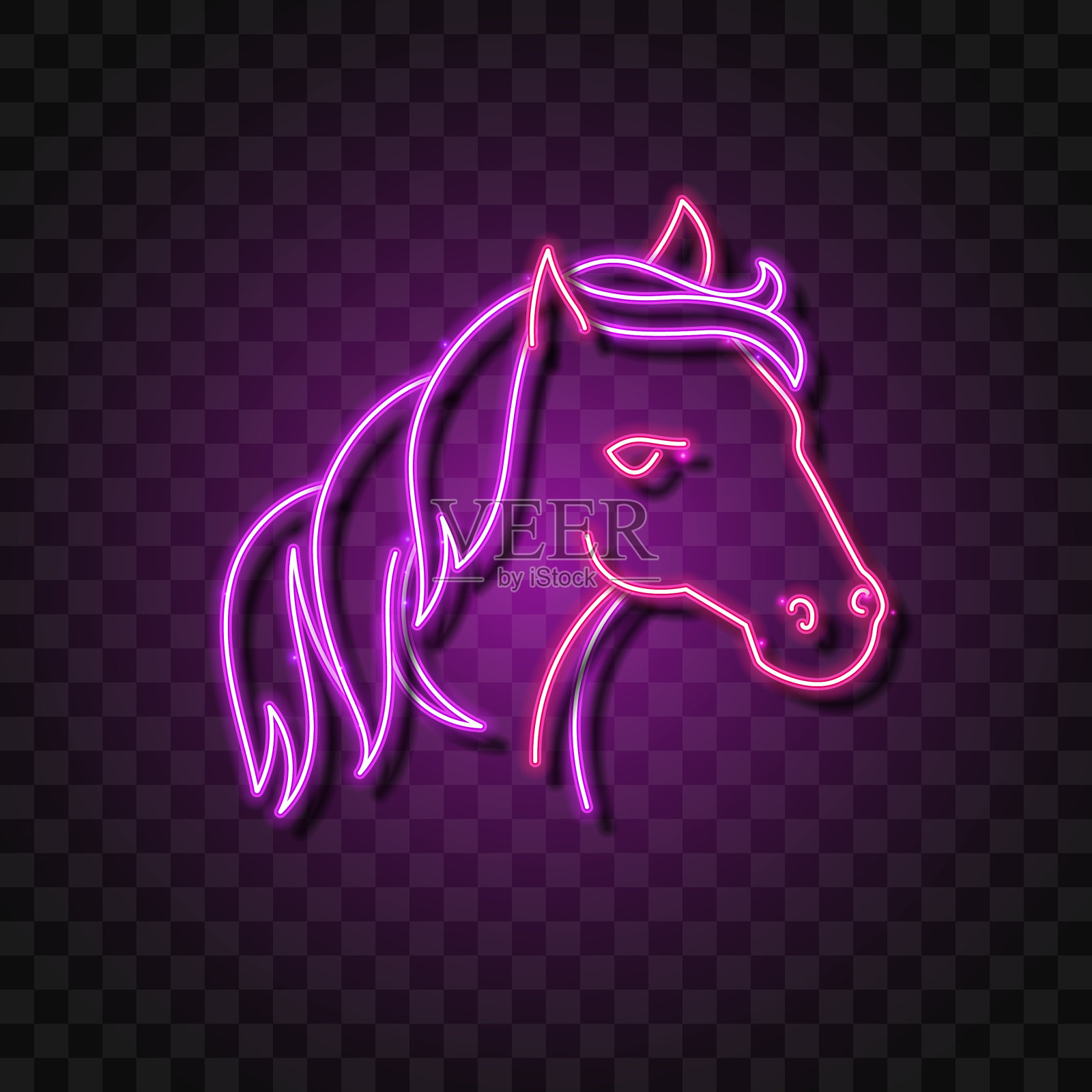 霓虹灯马矢量设计插画图片素材