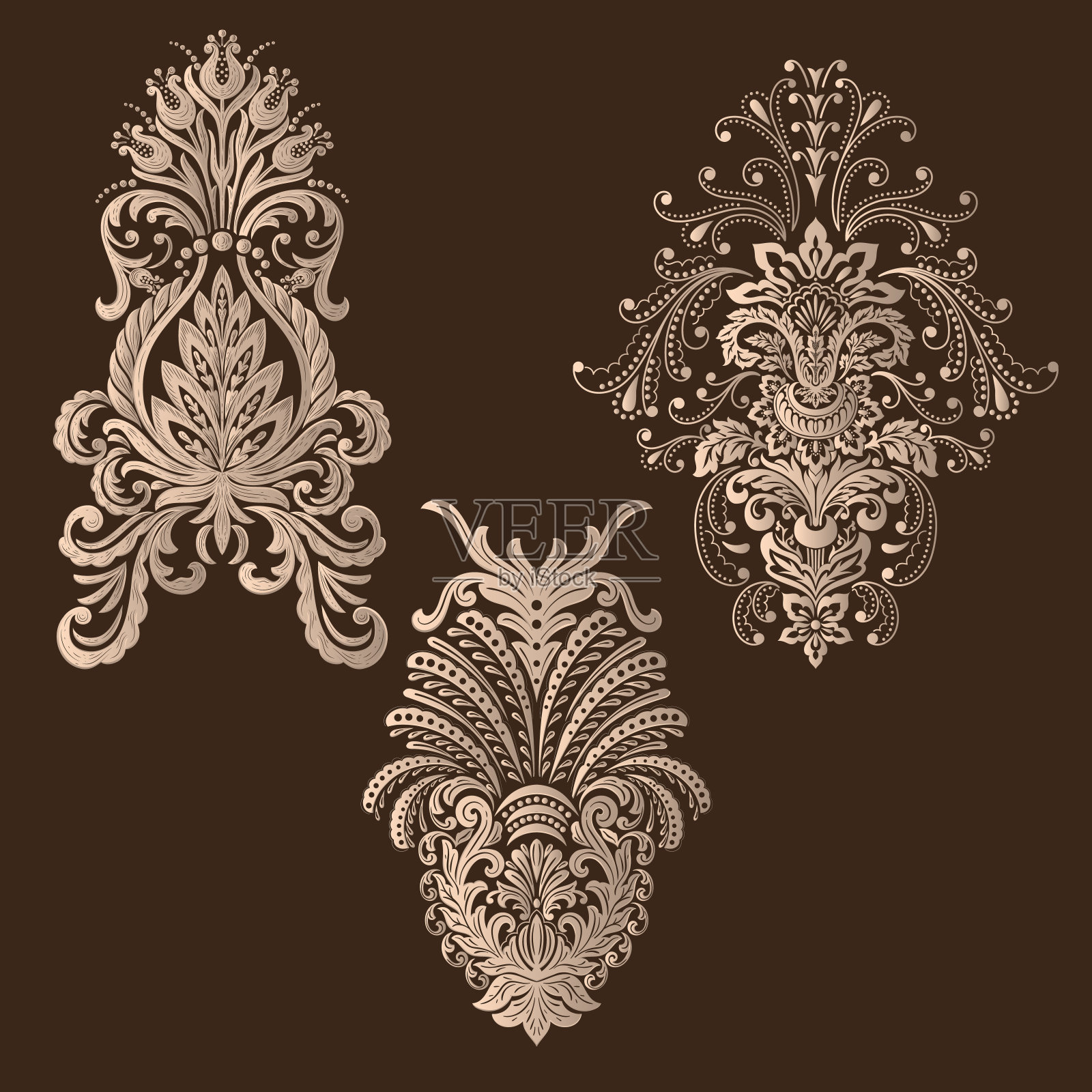 矢量集锦缎装饰元素。优雅的花卉抽象元素的设计。完美的邀请，卡片等。插画图片素材