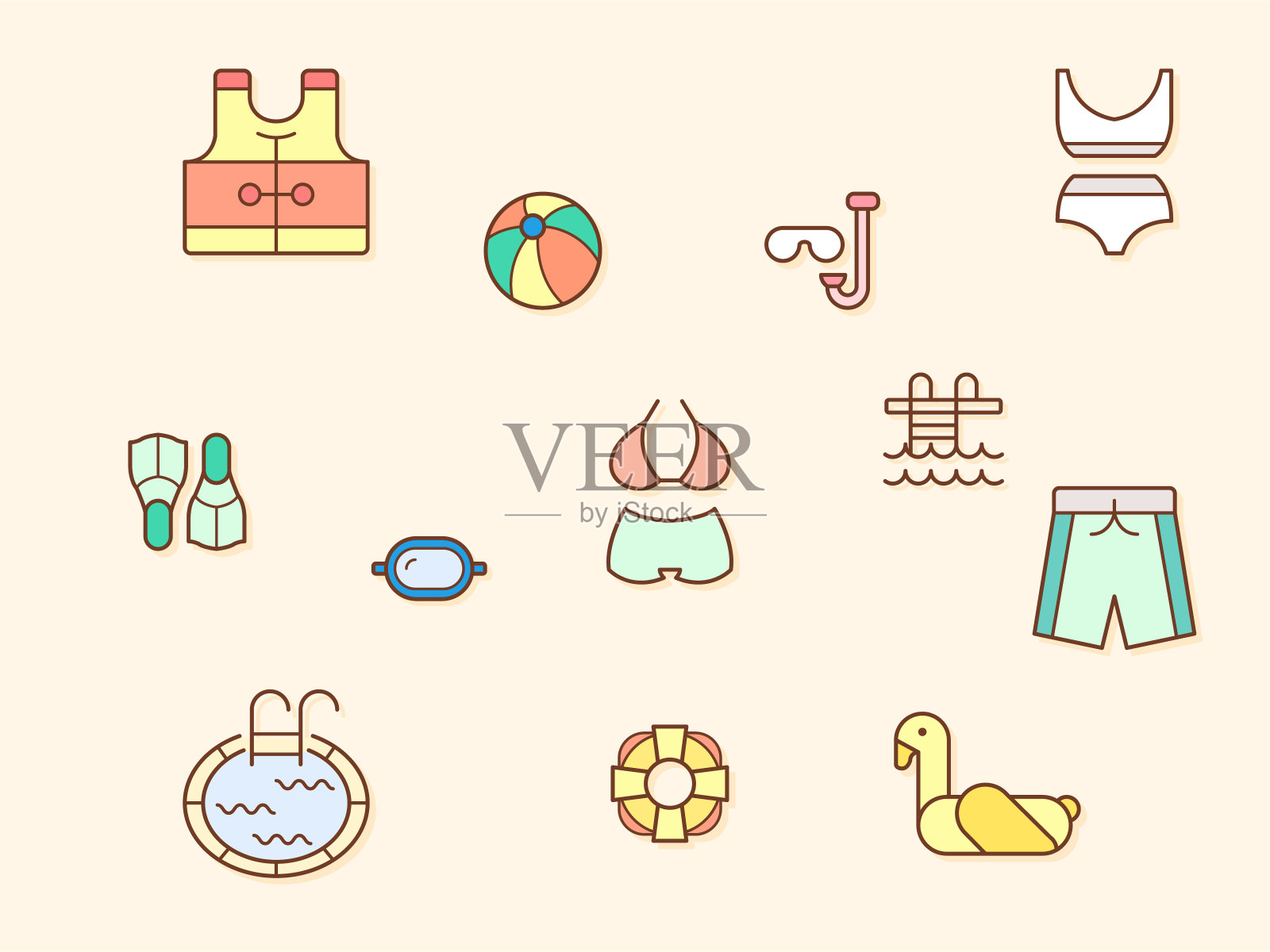 矢量插图的一个可爱的游泳和游泳池。插画图片素材