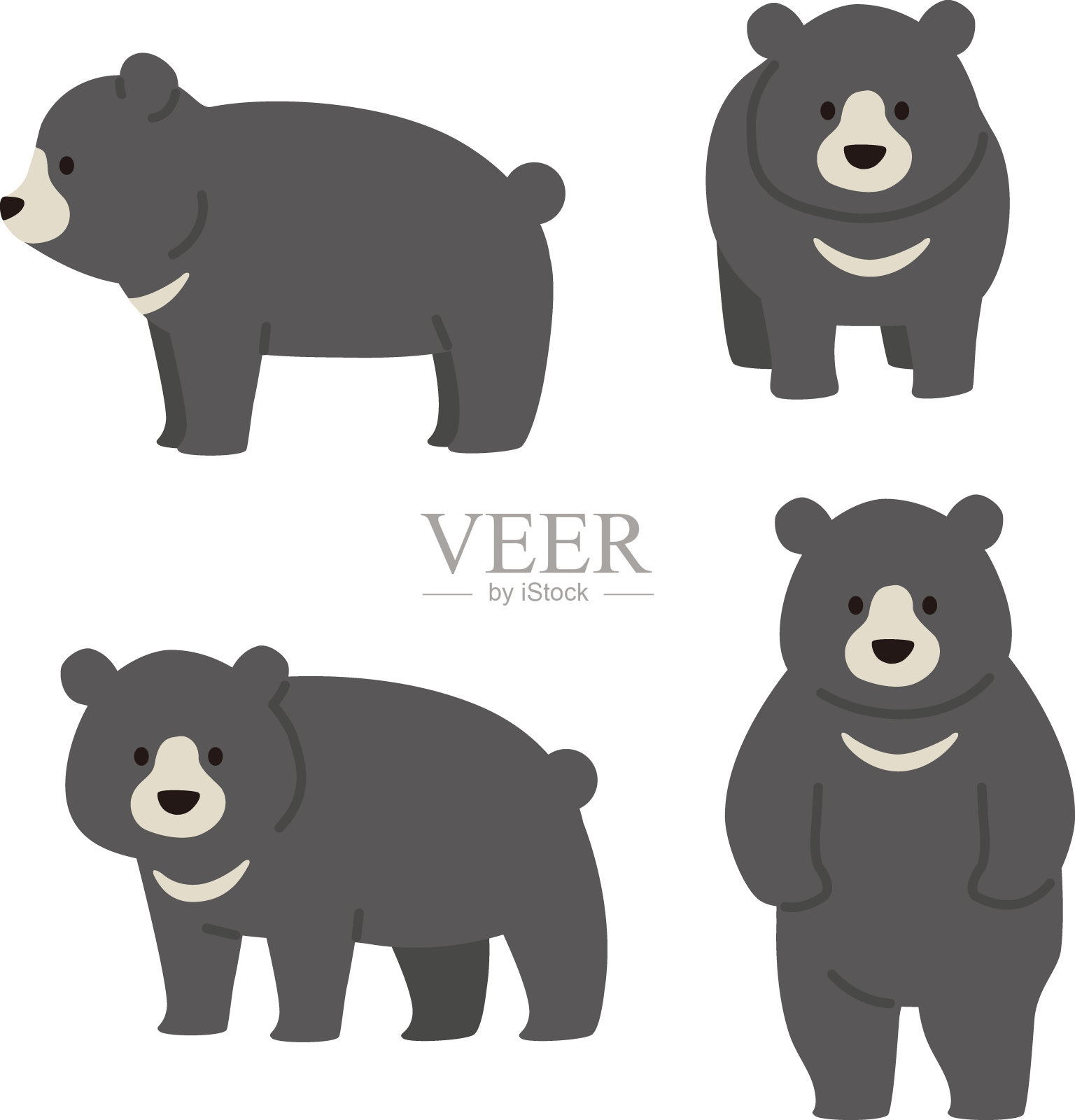 简单和可爱的熊插图集插画图片素材