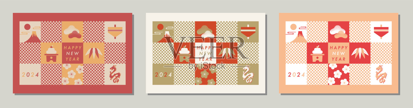 贺年卡插画套装插画图片素材