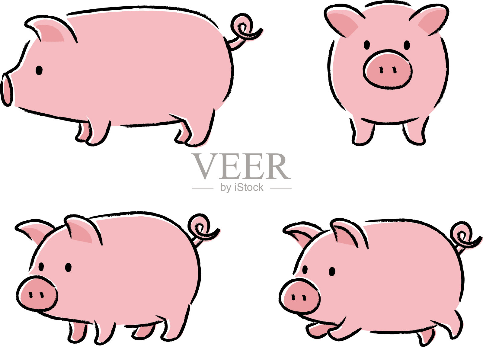 简单可爱的猪插图集插画图片素材