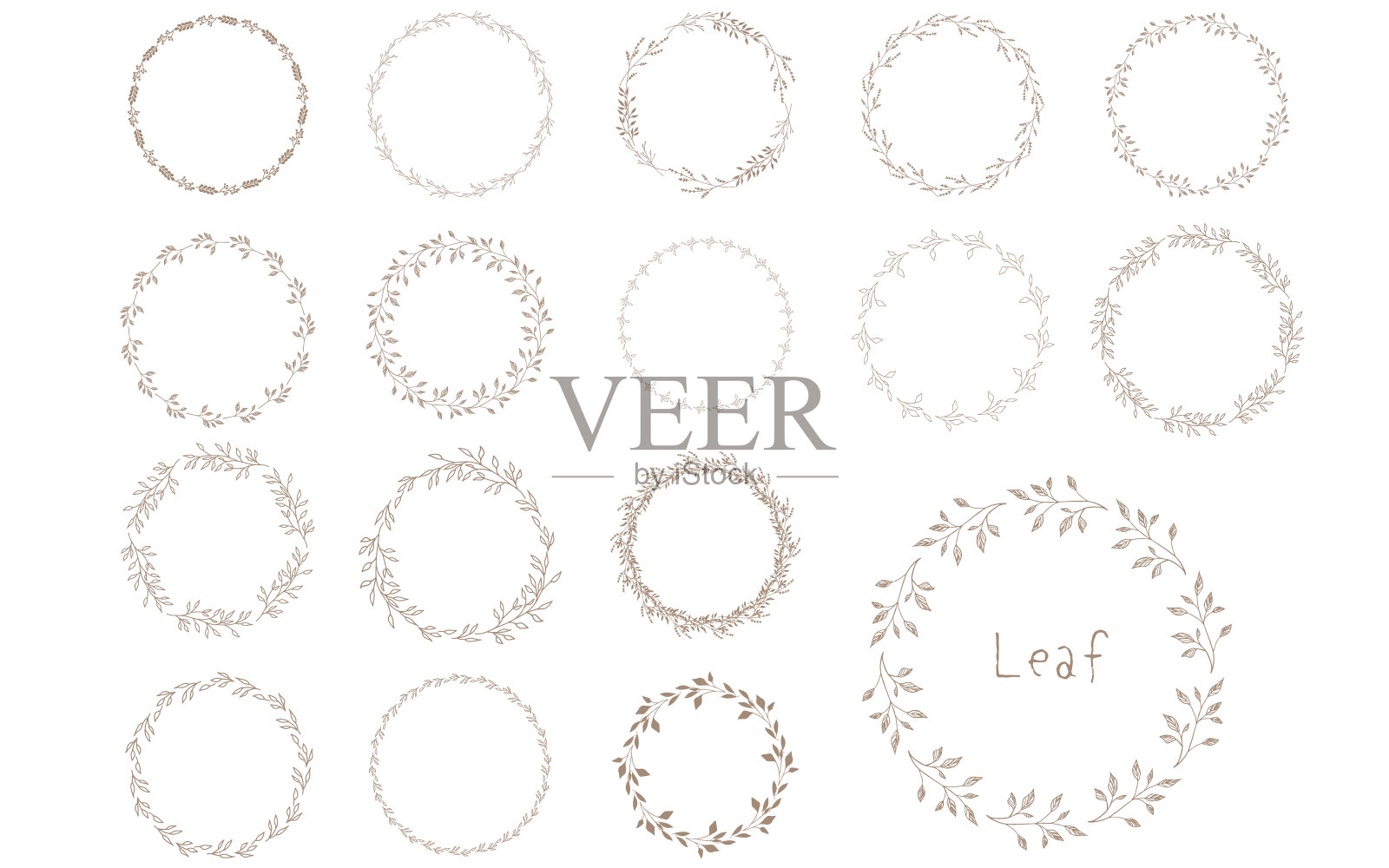 框架一套草和树。插画图片素材