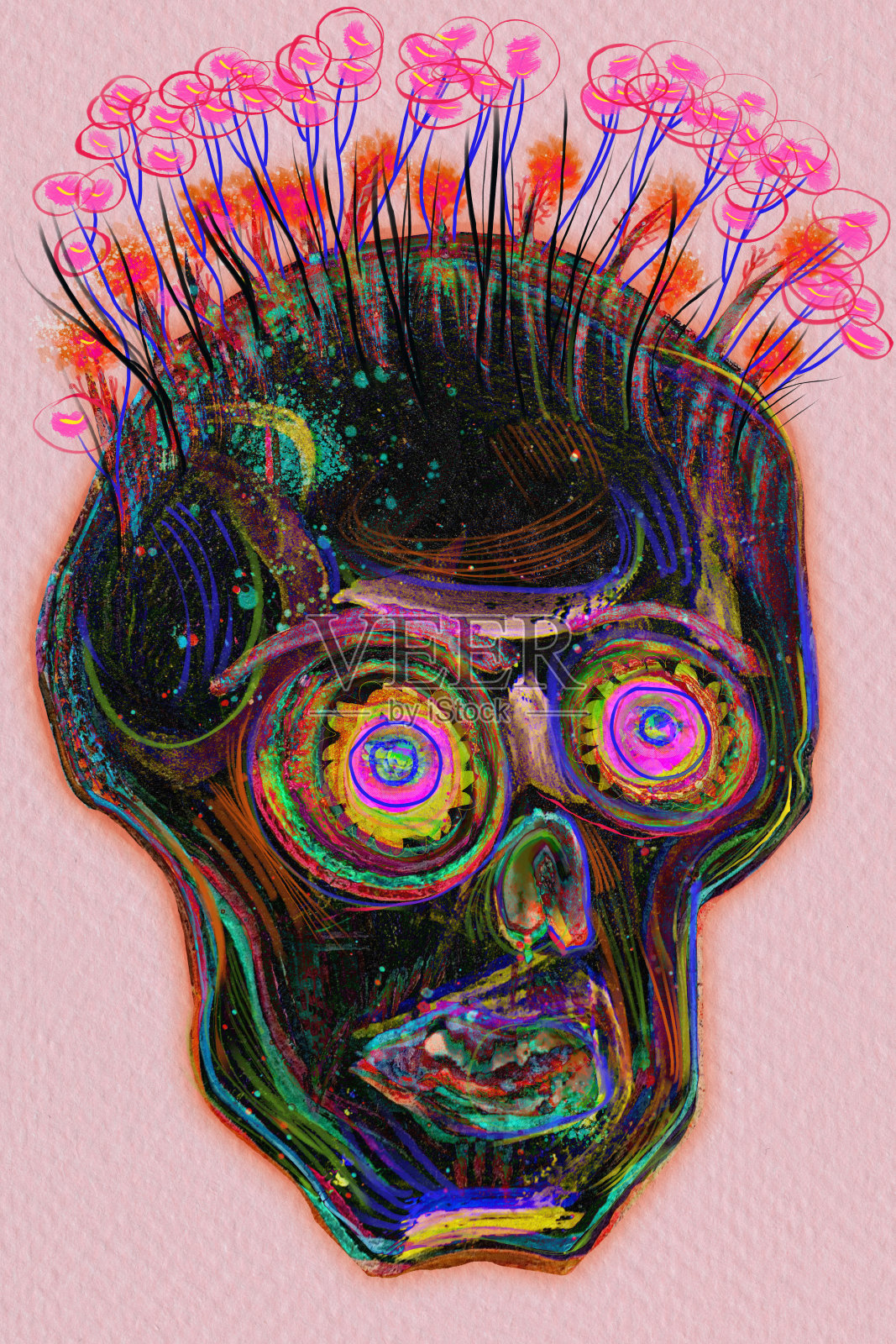 紧张的脸插画图片素材