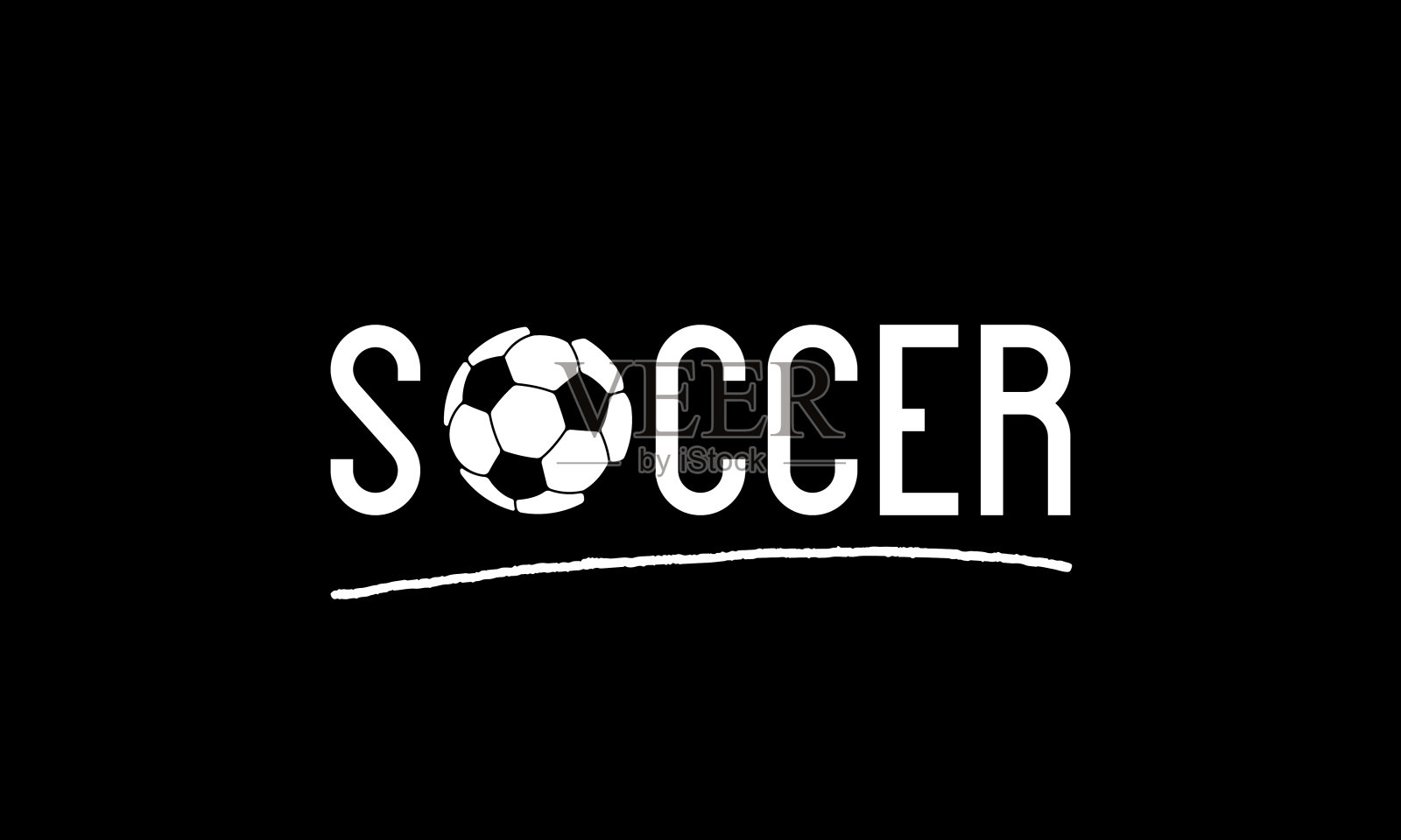唯一的黑色和白色矢量文字和文字足球标志。插画图片素材