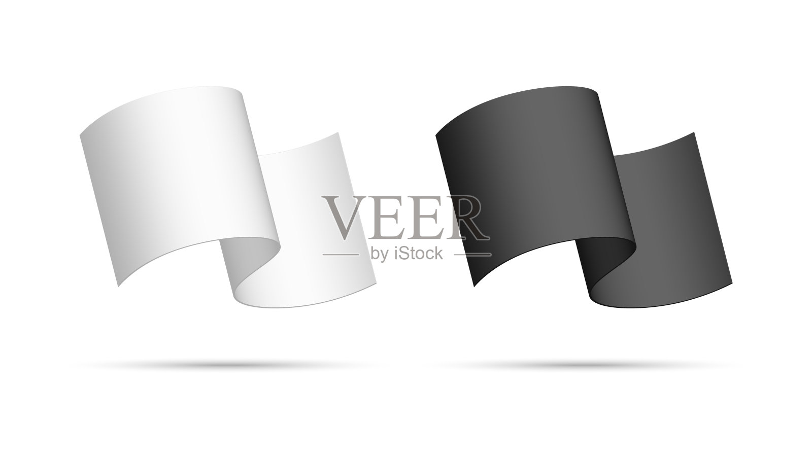 黑白旗子模型插画图片素材