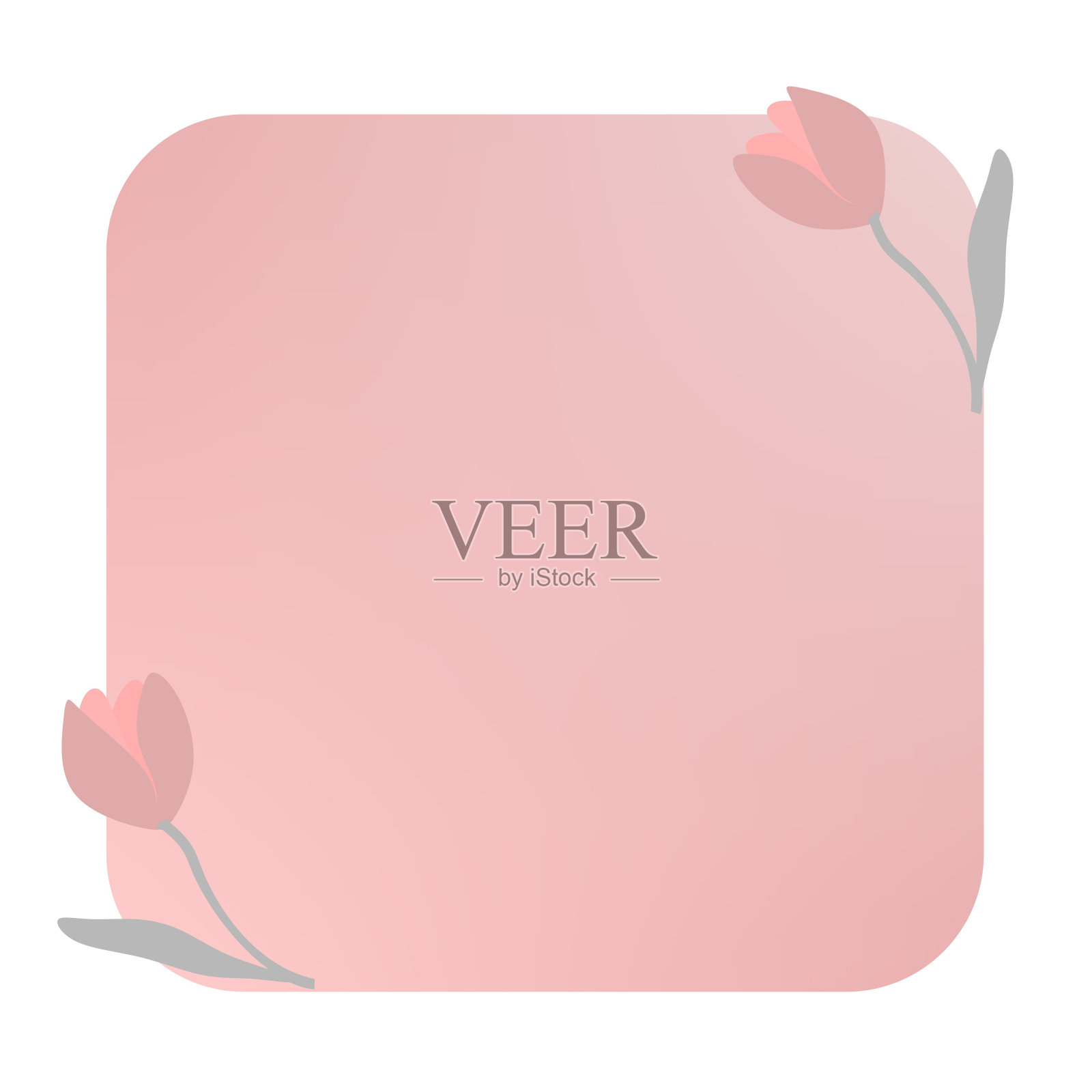 粉红色渐变框架与郁金香花边界矢量插画图片素材