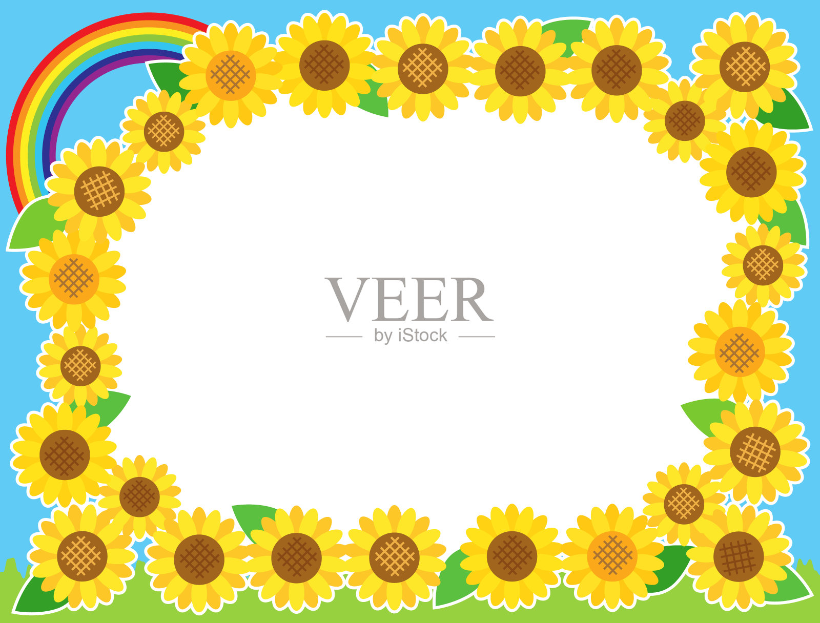 印有向日葵图案的卡片插画图片素材