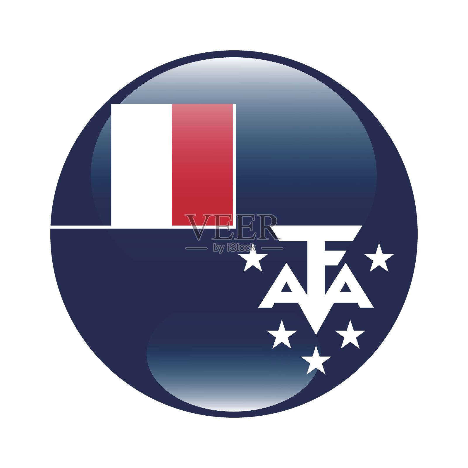 法国南部和南极领地圈旗。国旗图标。标准颜色。圆形标志。电脑插图。数码插图。矢量插图。插画图片素材