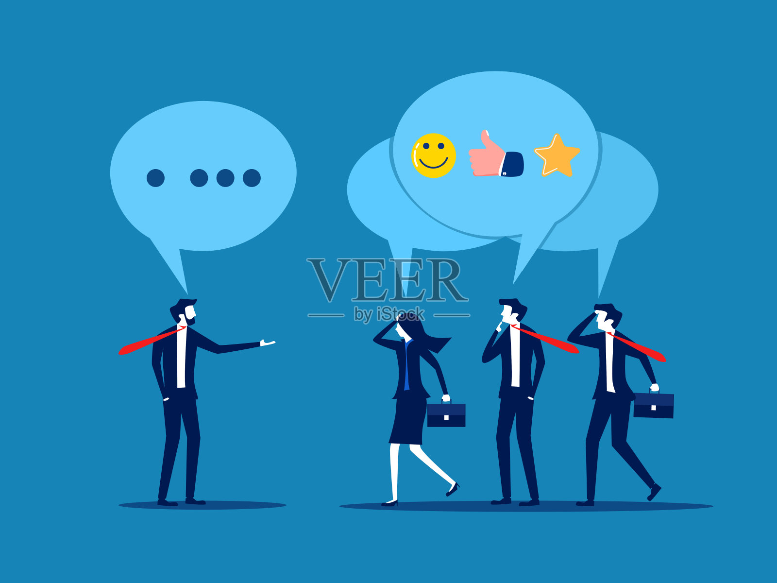 说服。商人说服他的同事相信。向量插画图片素材