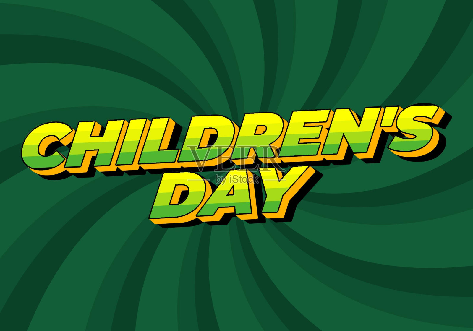 孩子的一天。文字效果在良好的颜色与3D风格插画图片素材