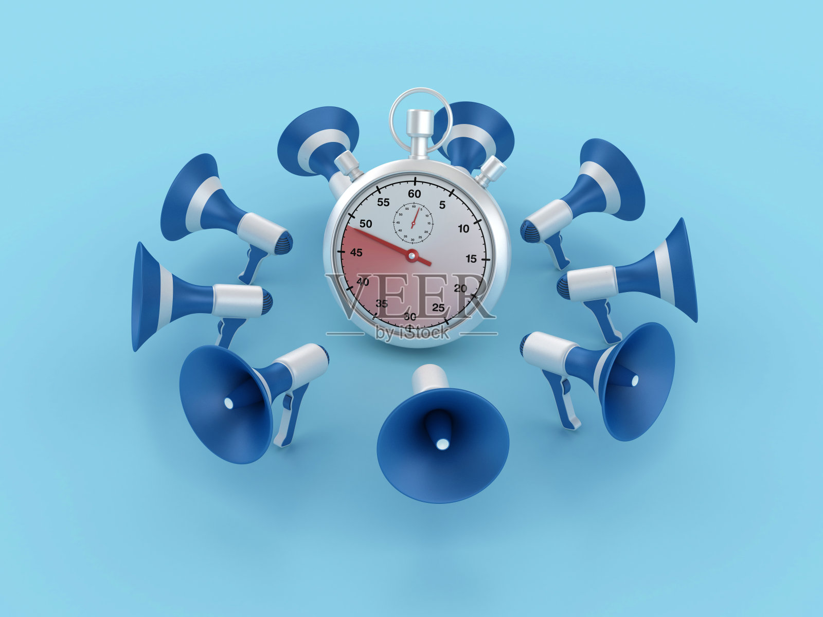 带有扩音器的3D秒表照片摄影图片