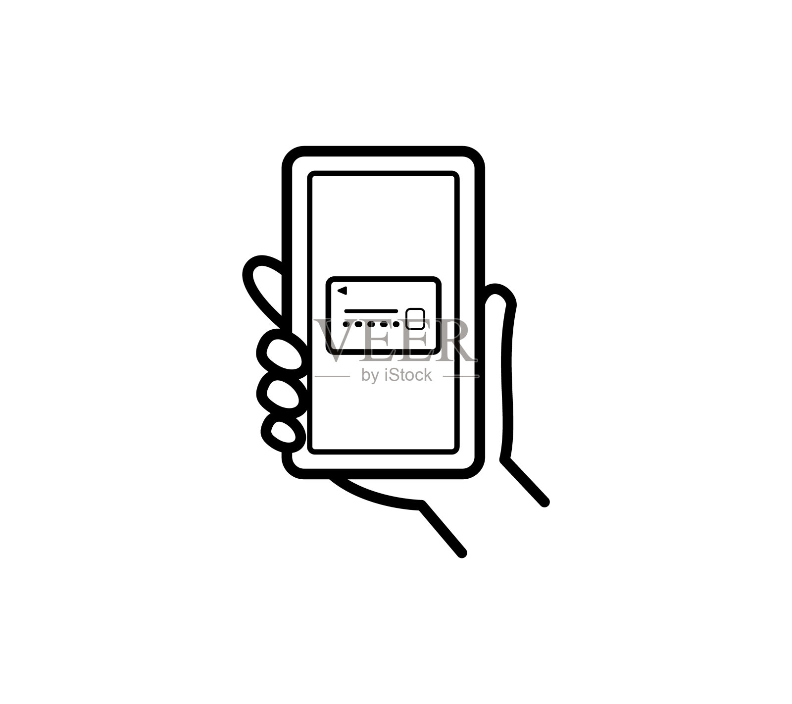 在智能手机屏幕上显示的卡片插图插画图片素材