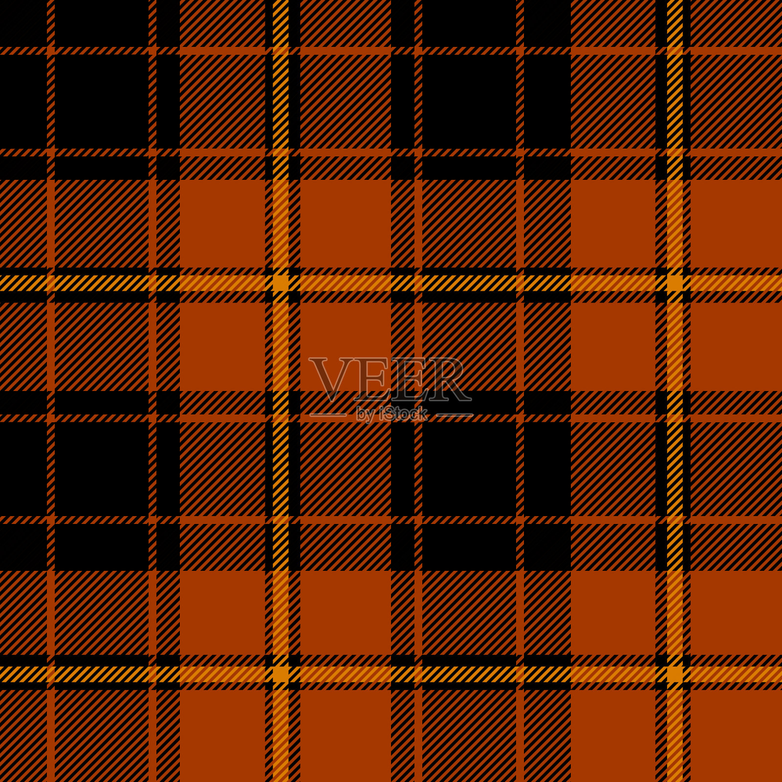 格纹格子无缝重复图案。这是一个黑橙色格子格矢量插图插画图片素材
