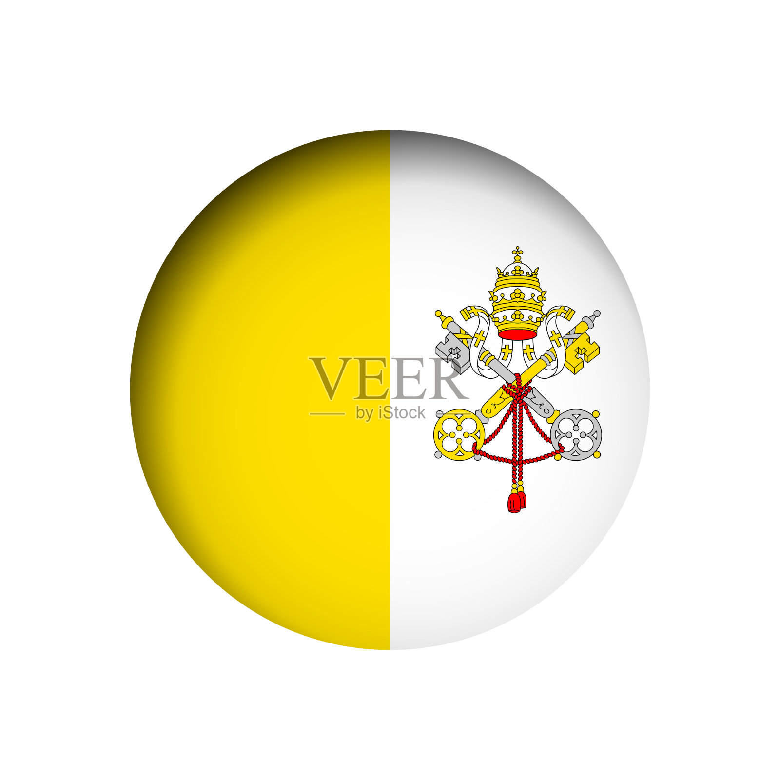 梵蒂冈城的圆形矢量旗插画图片素材