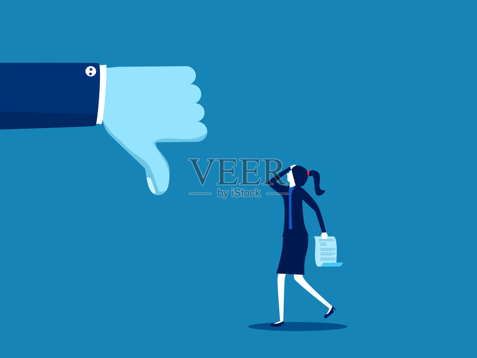 拒绝。不被认可的女商人插画图片素材