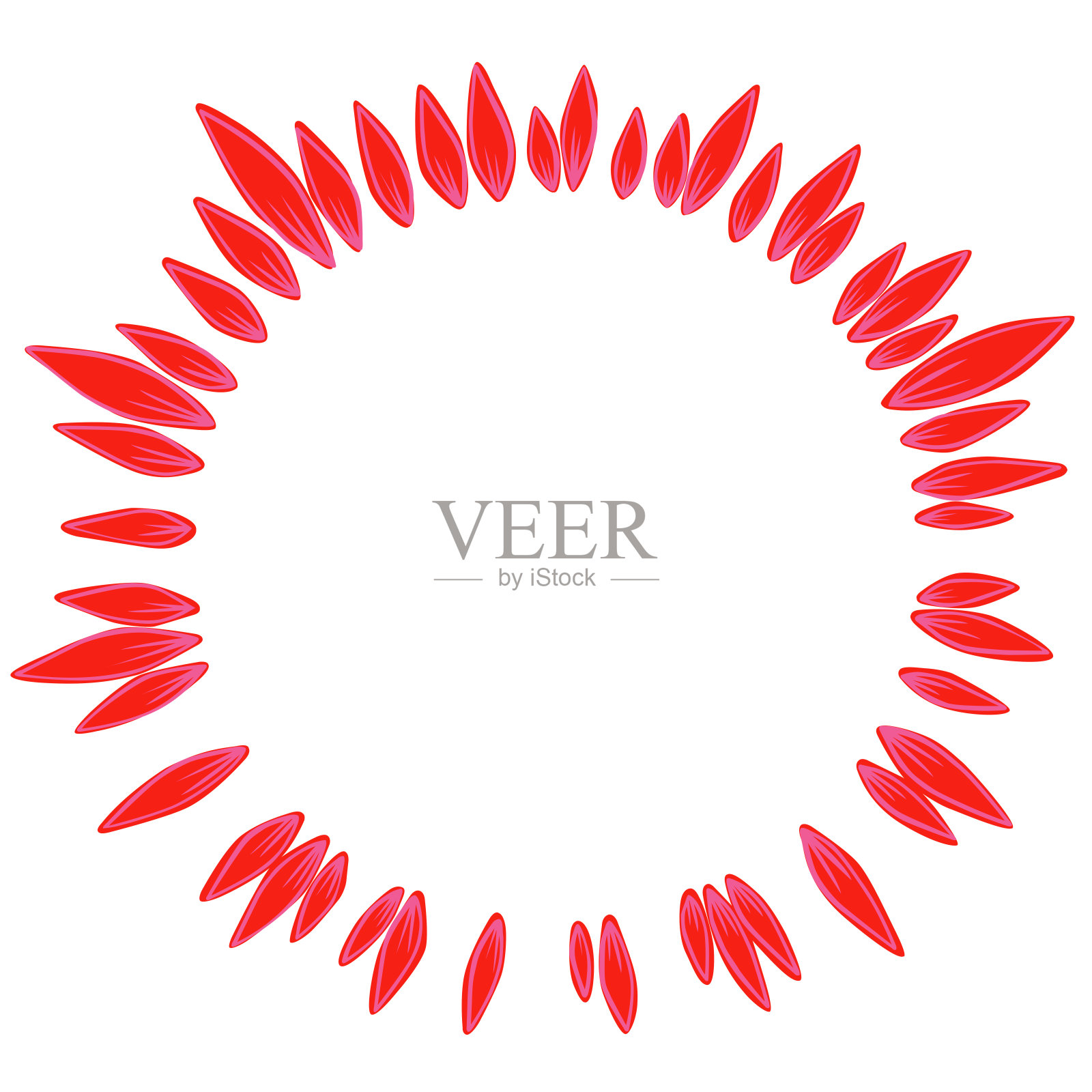 抽象的红色花瓣花环框架装饰上的浪漫和美丽的概念。插画图片素材