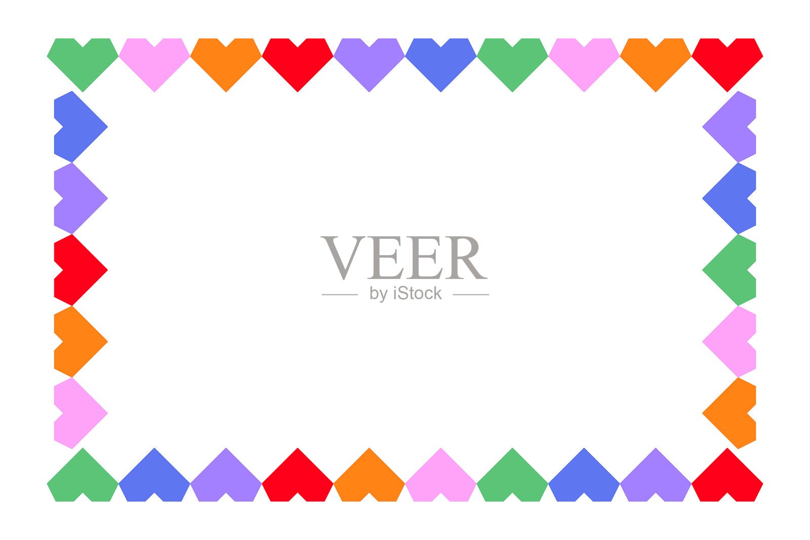 抽象心形框架剪贴画元素。情人节卡片模板。装饰浪漫符号插图向量插画图片素材