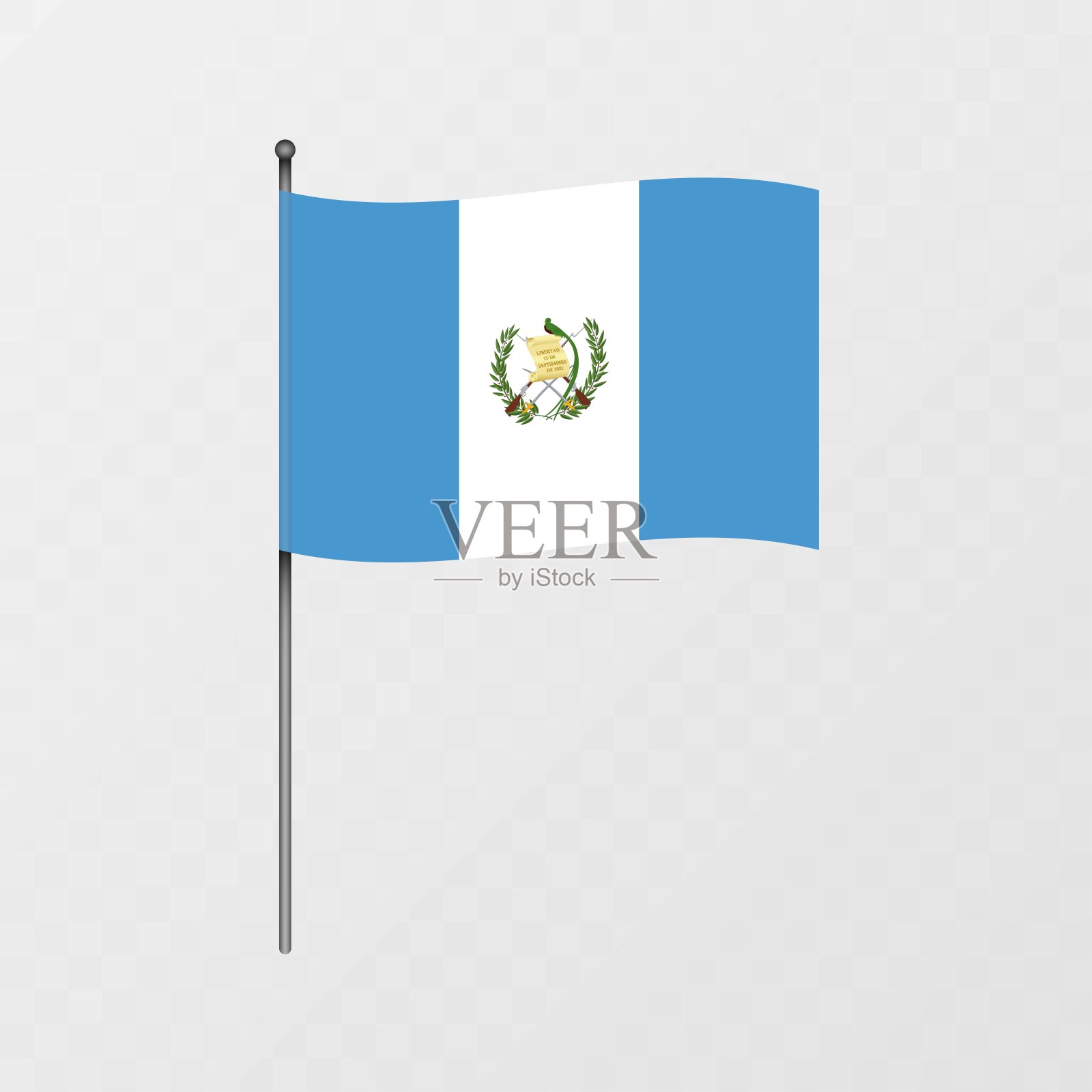 旗杆上的危地马拉国旗。矢量插图。插画图片素材