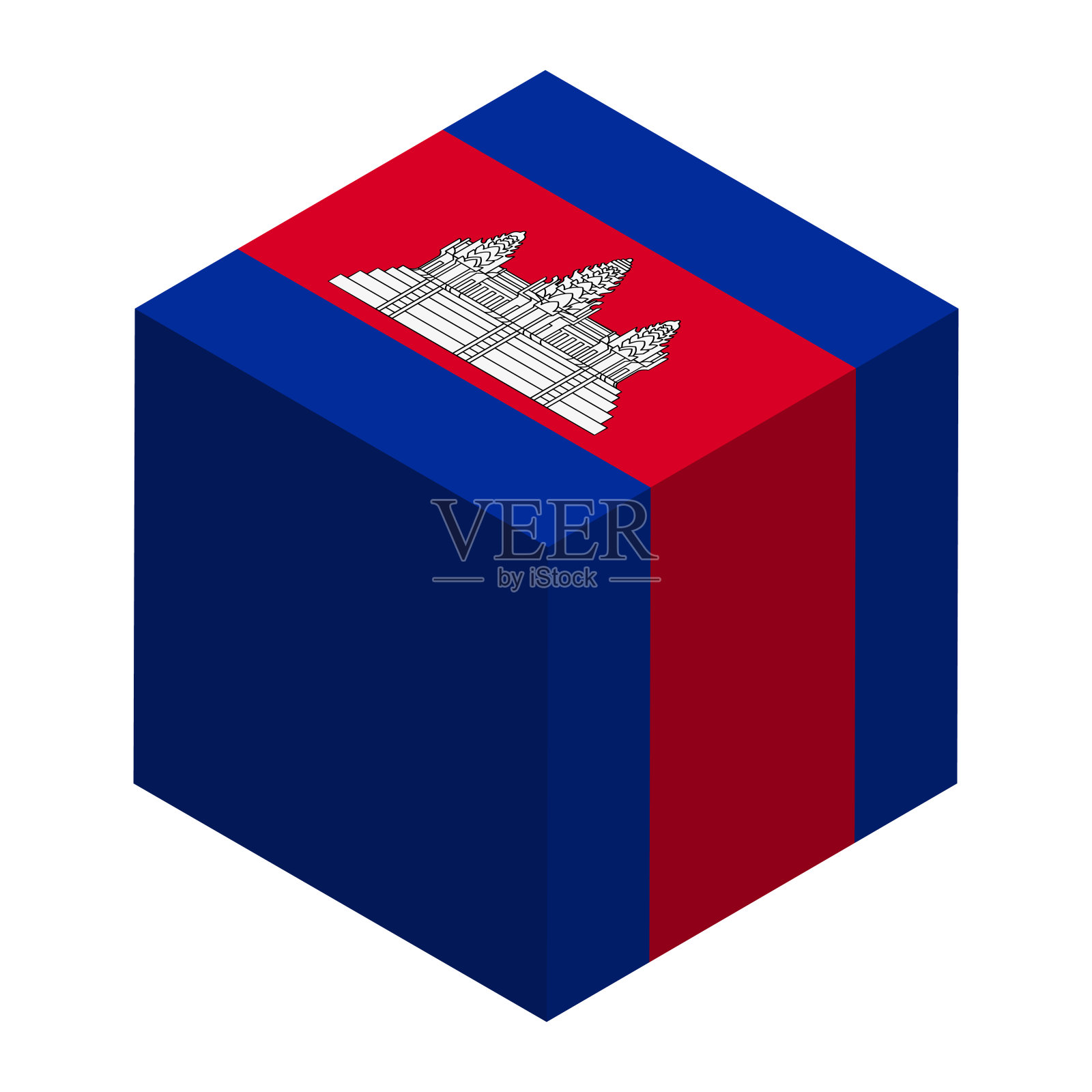 柬埔寨的立方体矢量旗插画图片素材