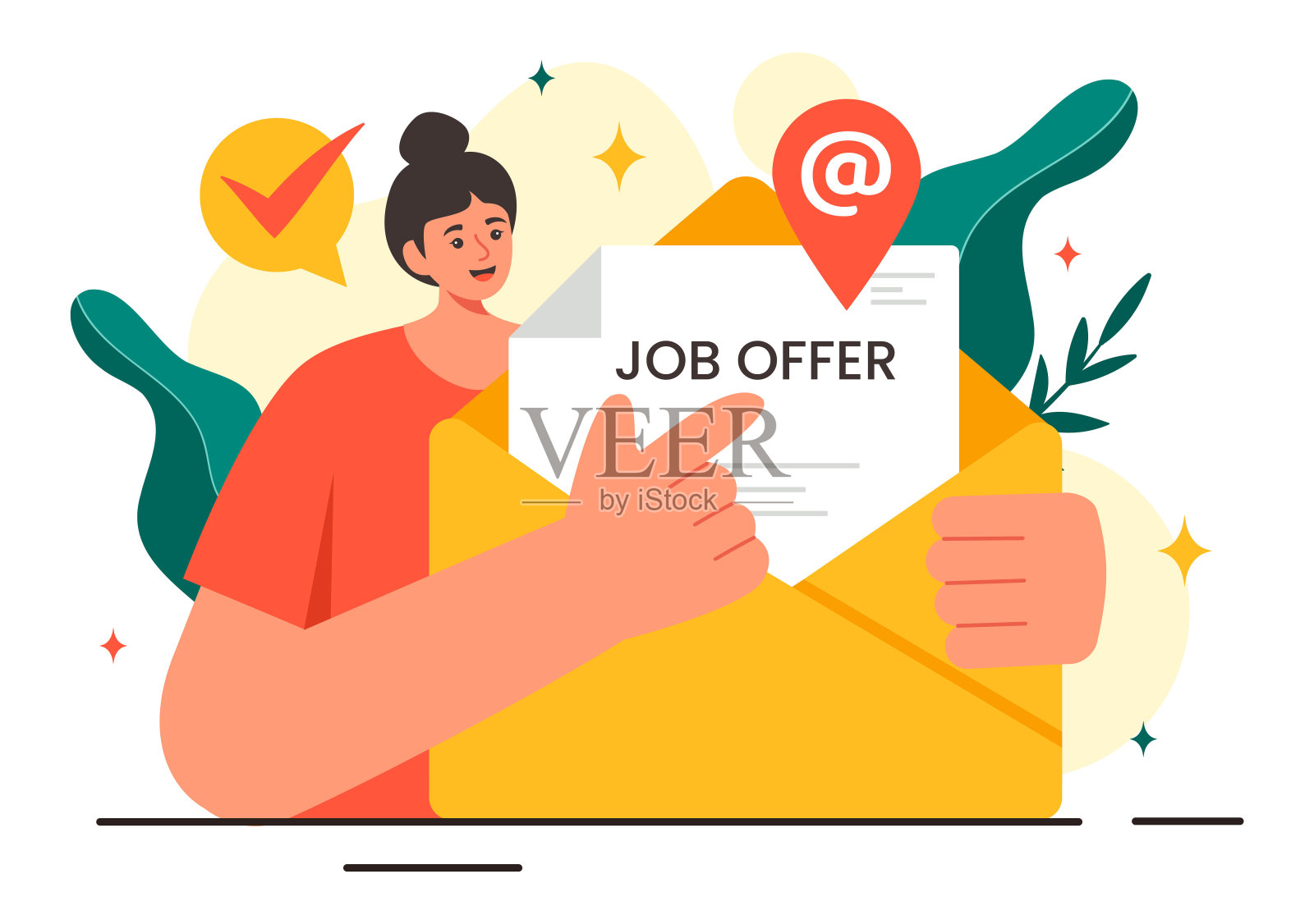 工作提供矢量插图具有商人，招聘搜索，职业生涯开始，并在平面风格的卡通背景公司空缺插画图片素材