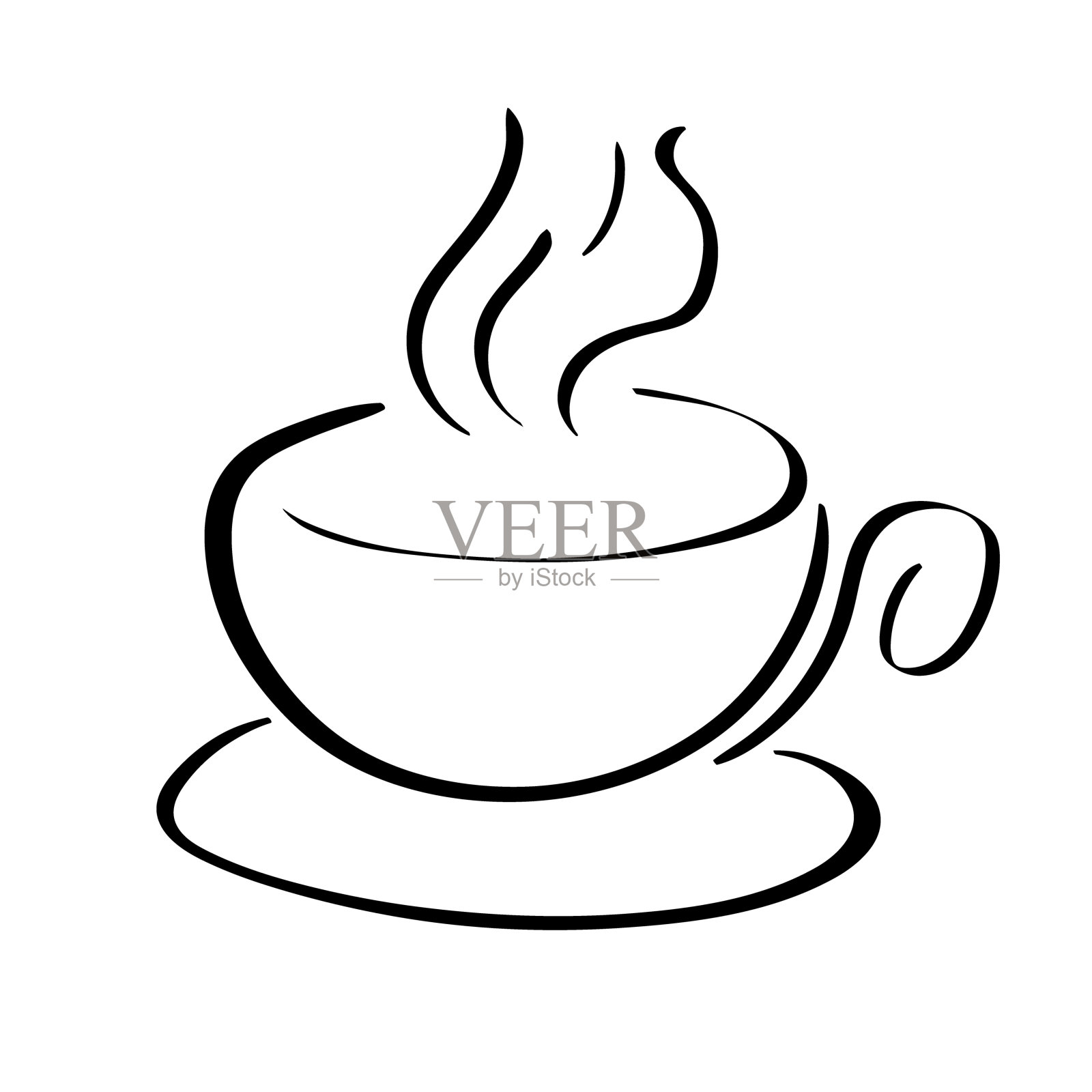 咖啡杯图标。线性风格。矢量图标。插画图片素材