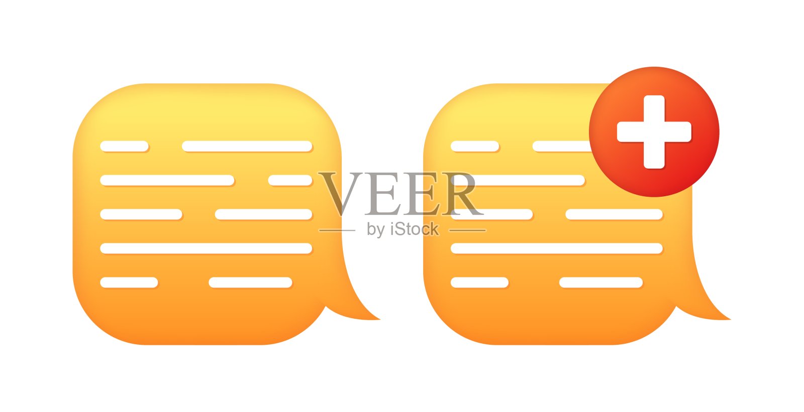 消息气泡集图标。新帖子图标。平的风格。矢量图标。插画图片素材