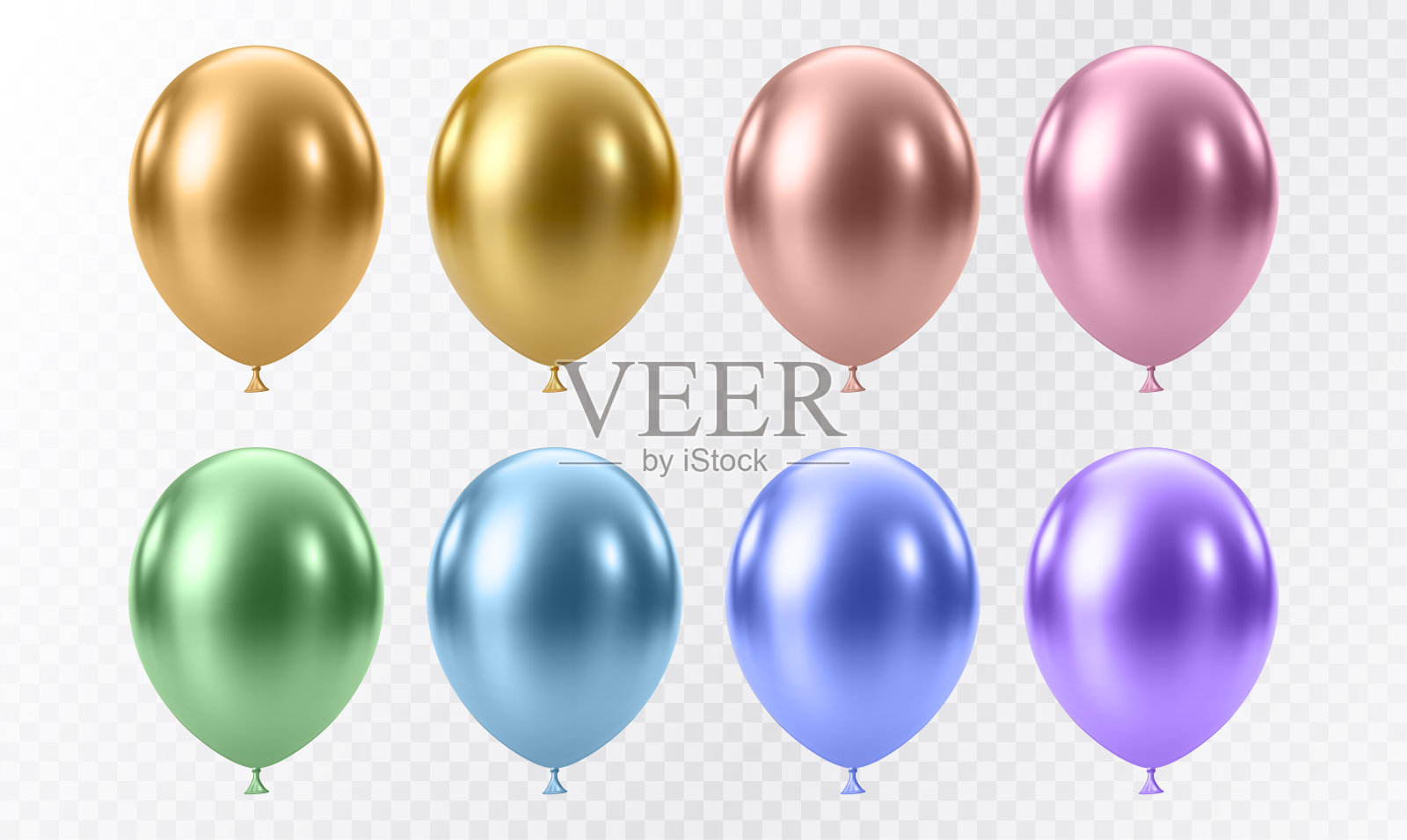 豪华现实气球集。3D光面氦气球插画图片素材
