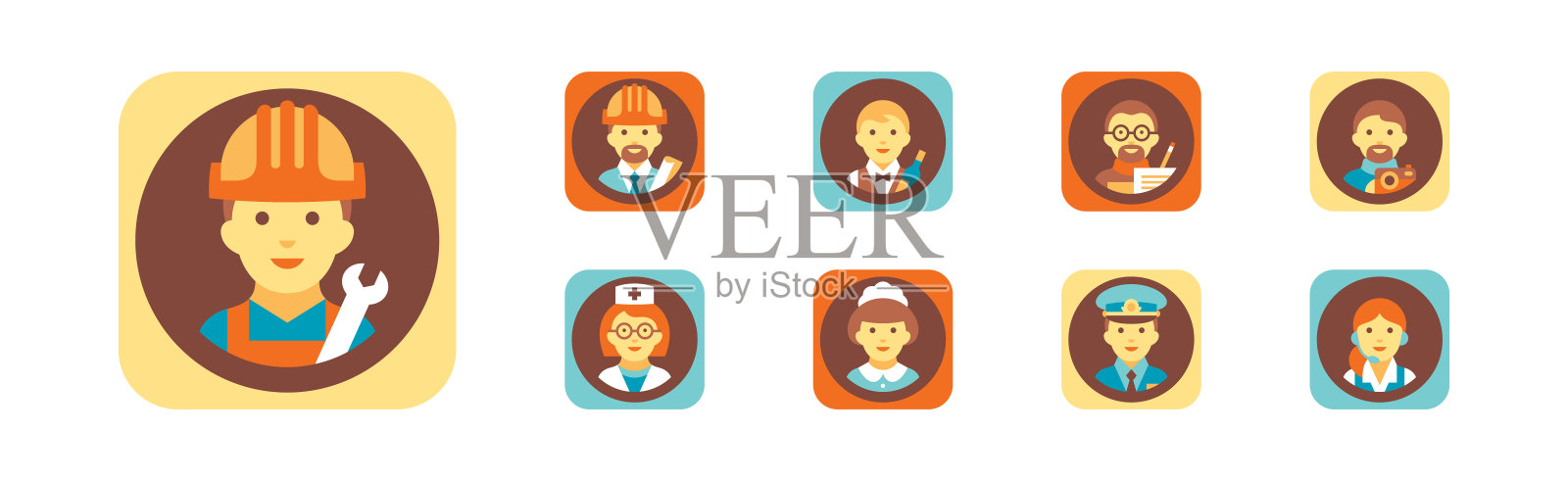 不同的人职业图标与头像图片矢量集插画图片素材