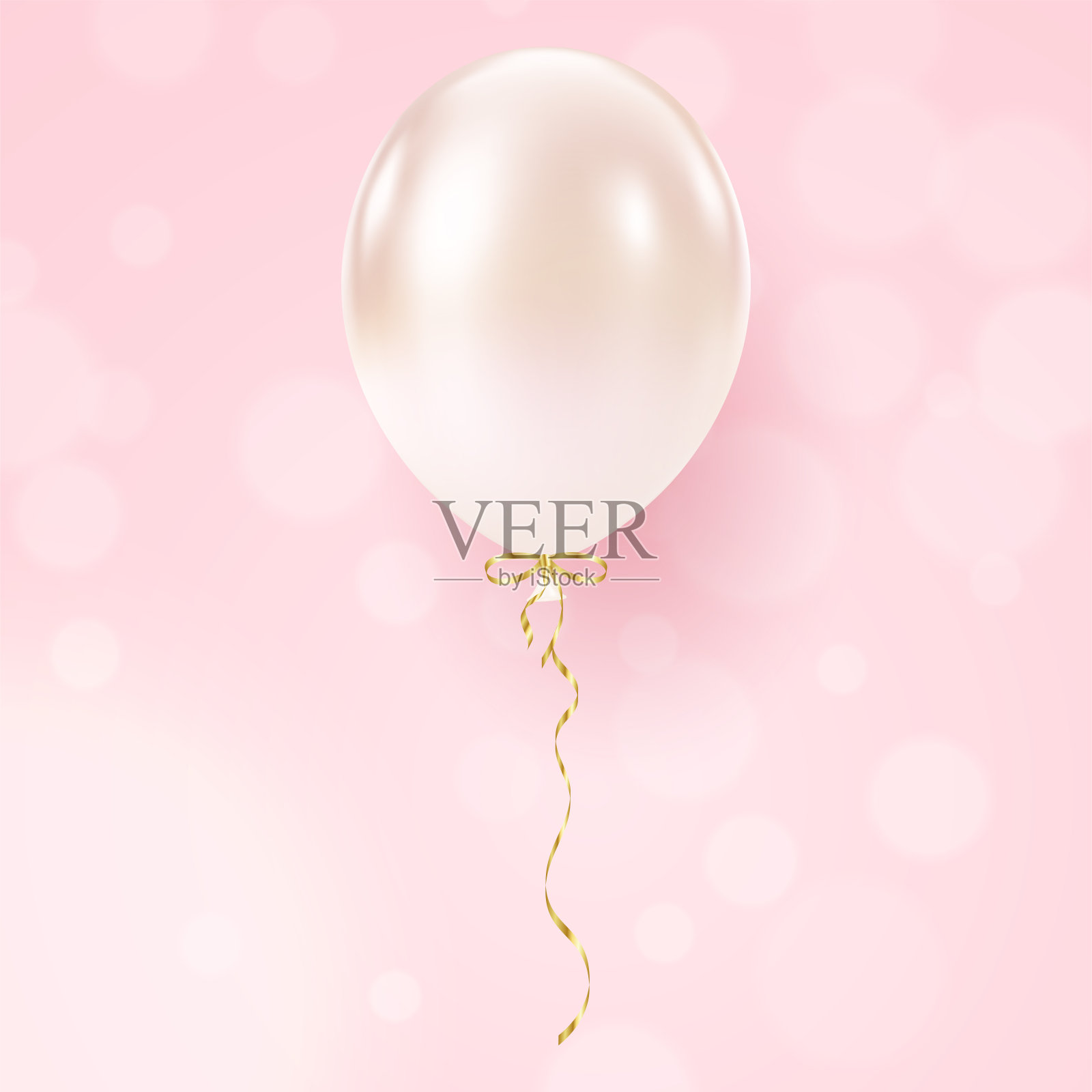 3D逼真的白色气球。豪华光面氦气球插画图片素材