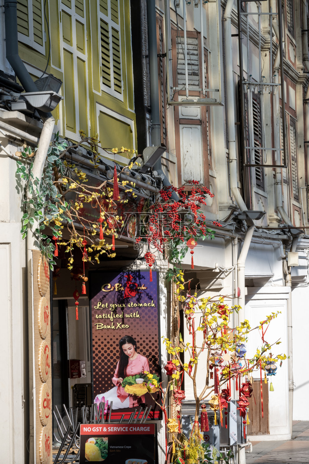 唐人街餐厅的门面照片摄影图片