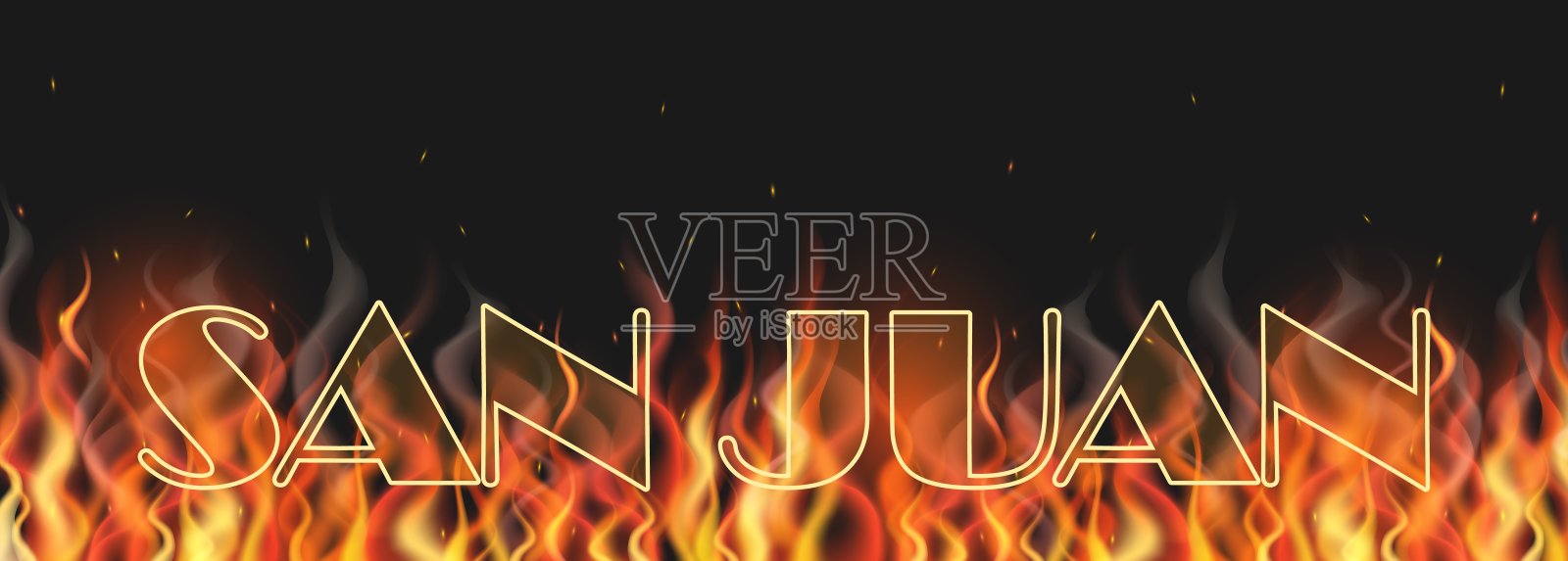 矢量横幅燃烧火焰和火焰和引用圣胡安插画图片素材