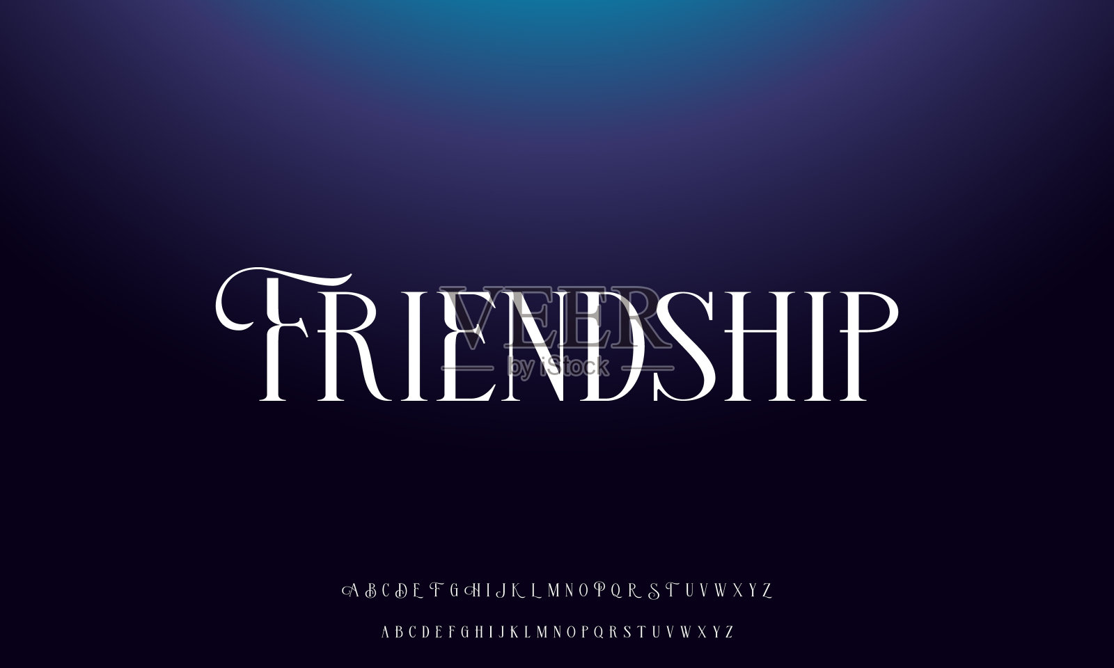 豪华婚礼字母字体与尾巴。字体优雅经典衬线字体和数字装饰复古概念的标志品牌。插画图片素材