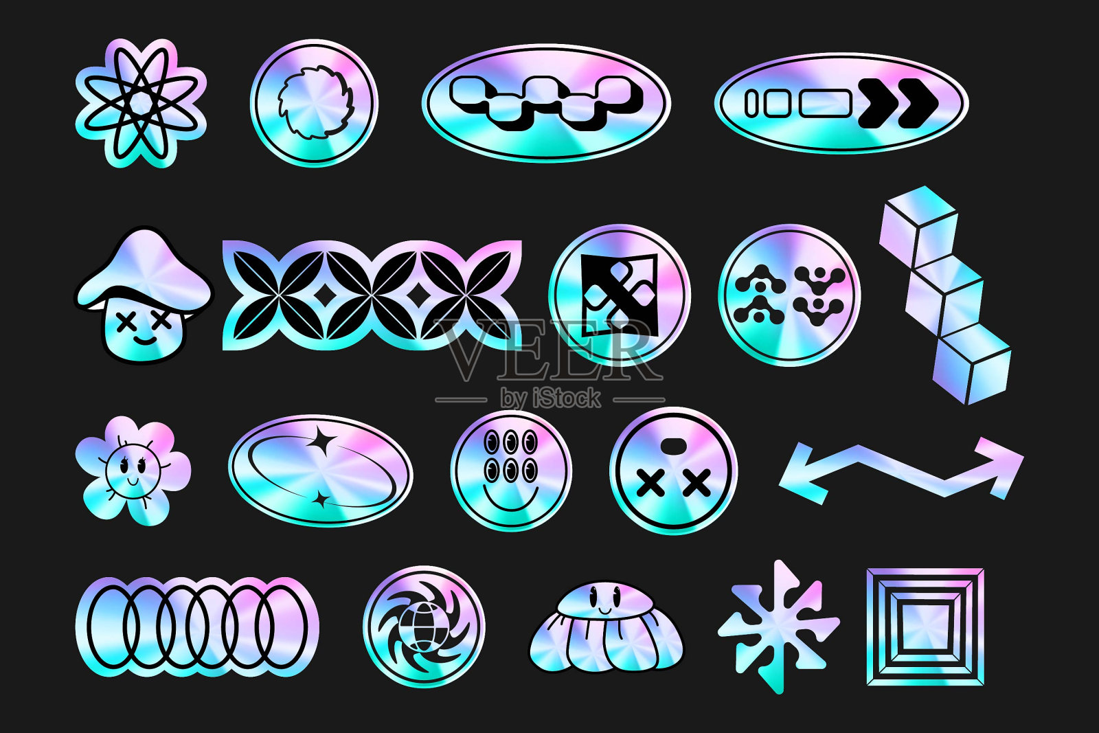 Holo设置y2k数字3插画图片素材