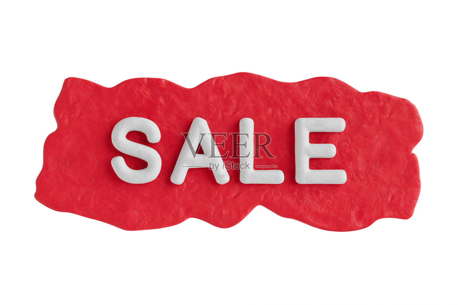 红色展示橡皮泥横幅贴片上的销售标志。3d渲染照片摄影图片