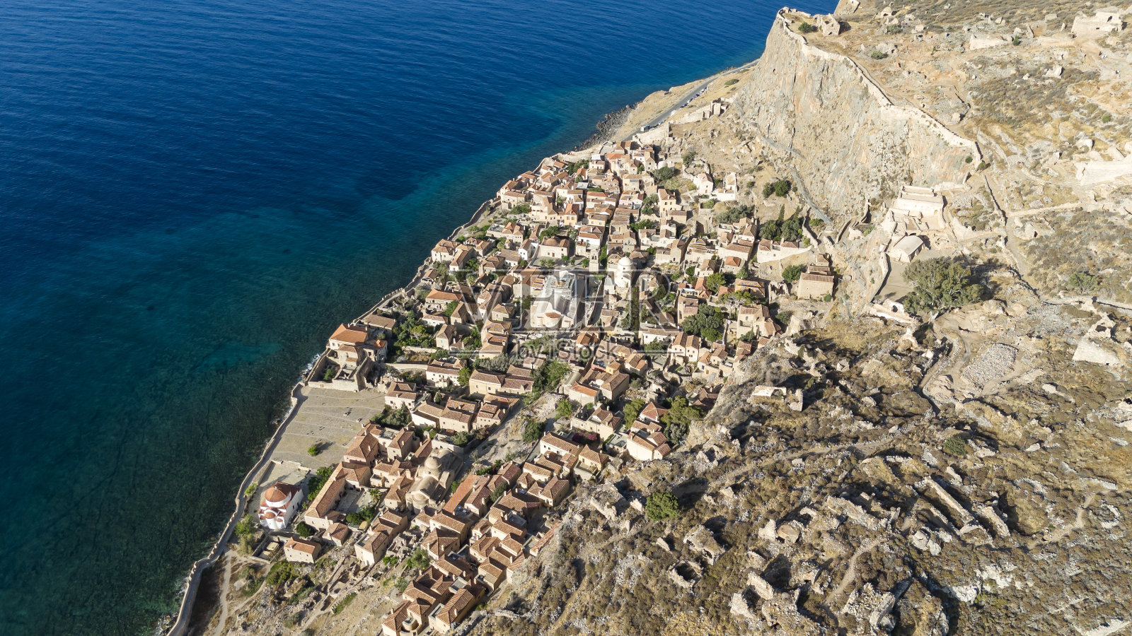 莫内瓦西亚，拉科尼亚，伯罗奔尼撒半岛，希腊，欧洲照片摄影图片