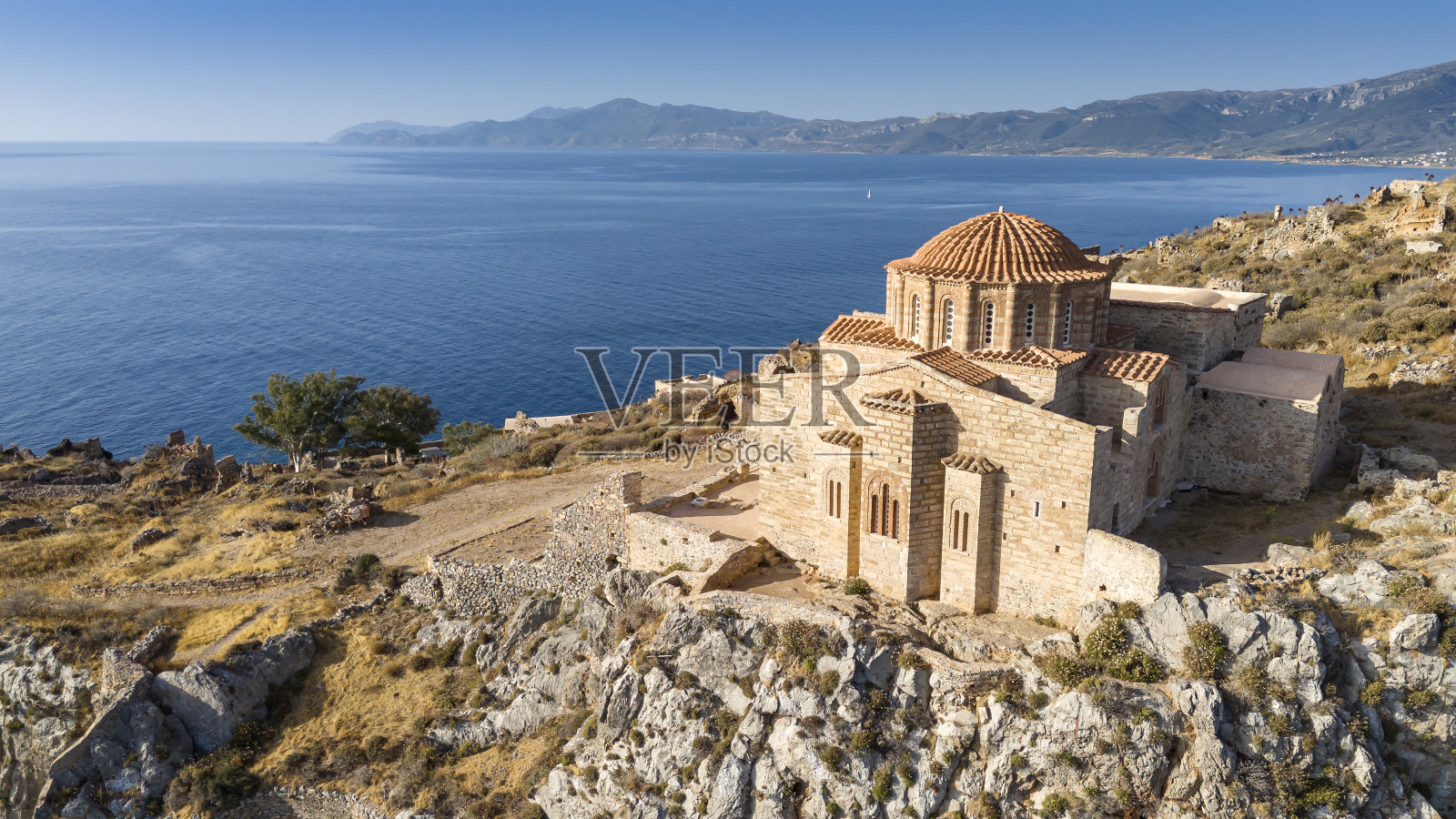 莫内瓦西亚，拉科尼亚，伯罗奔尼撒半岛，希腊，欧洲照片摄影图片