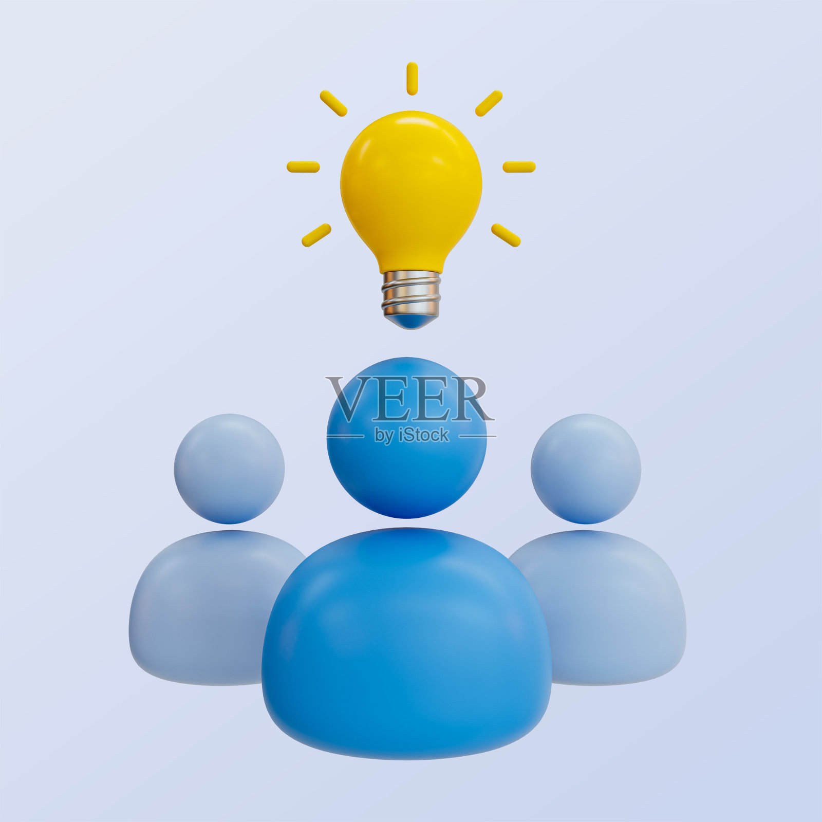 一组与一个灯泡的3D插图。照片摄影图片