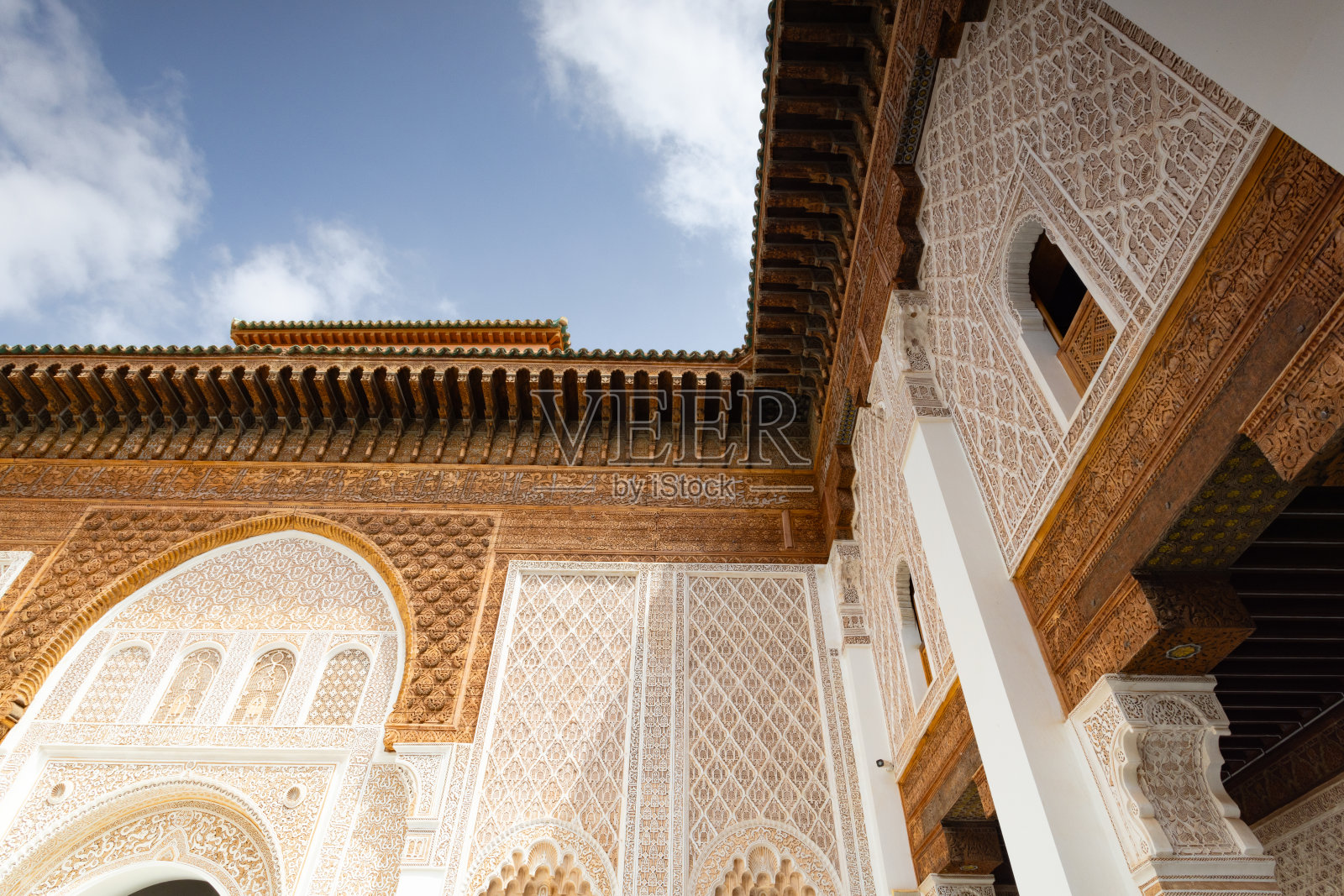 本·优素福学院是摩洛哥马拉喀什的一所伊斯兰学院照片摄影图片