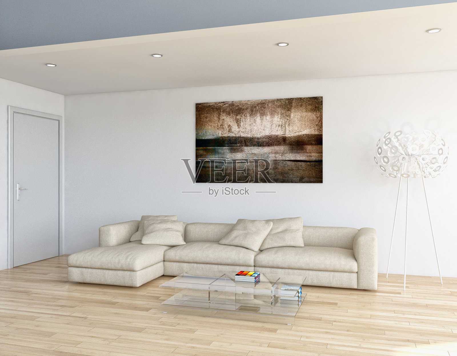 大型豪华现代明亮内饰客厅模型插图3D渲染图像照片摄影图片