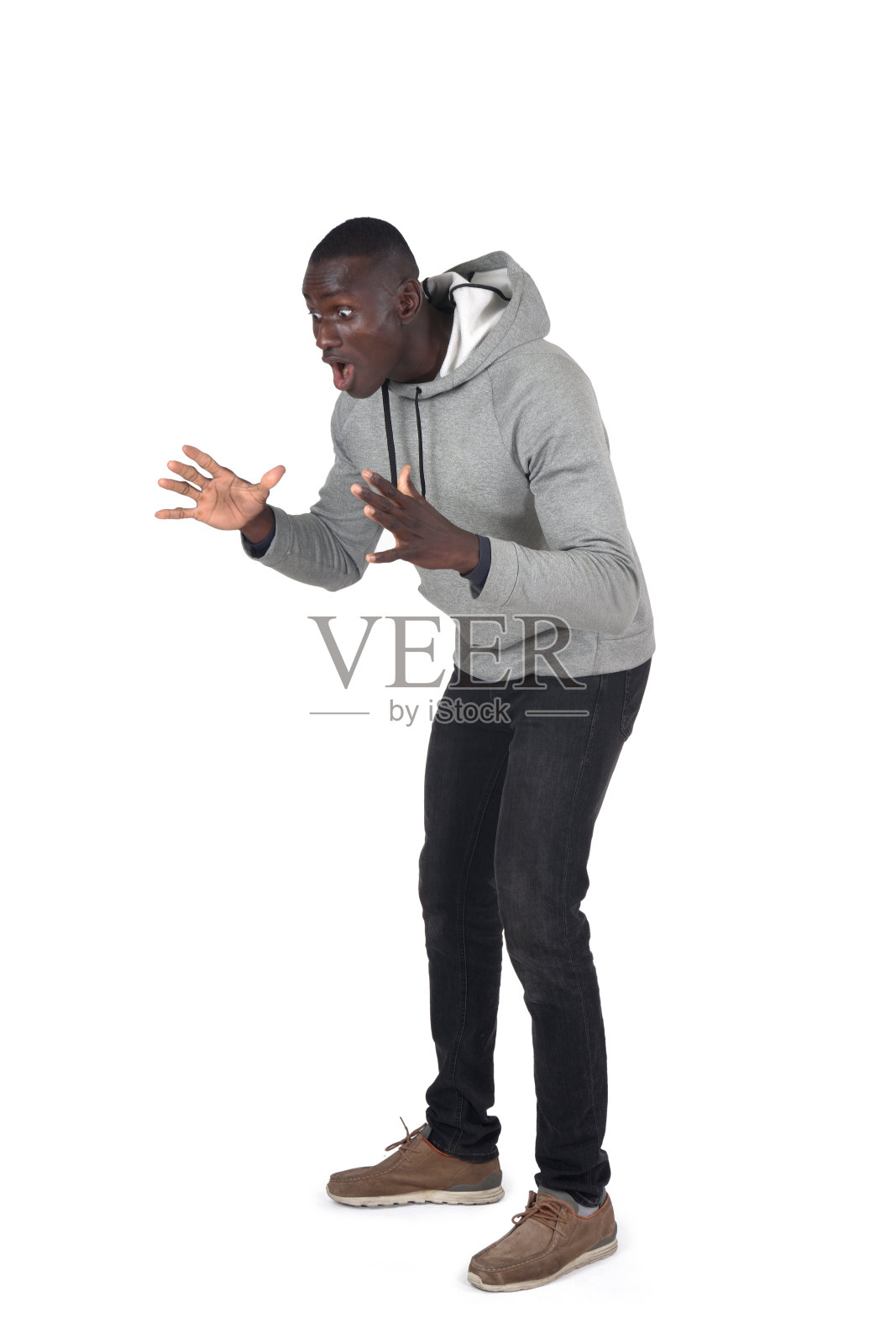 男子被白色隔离照片摄影图片