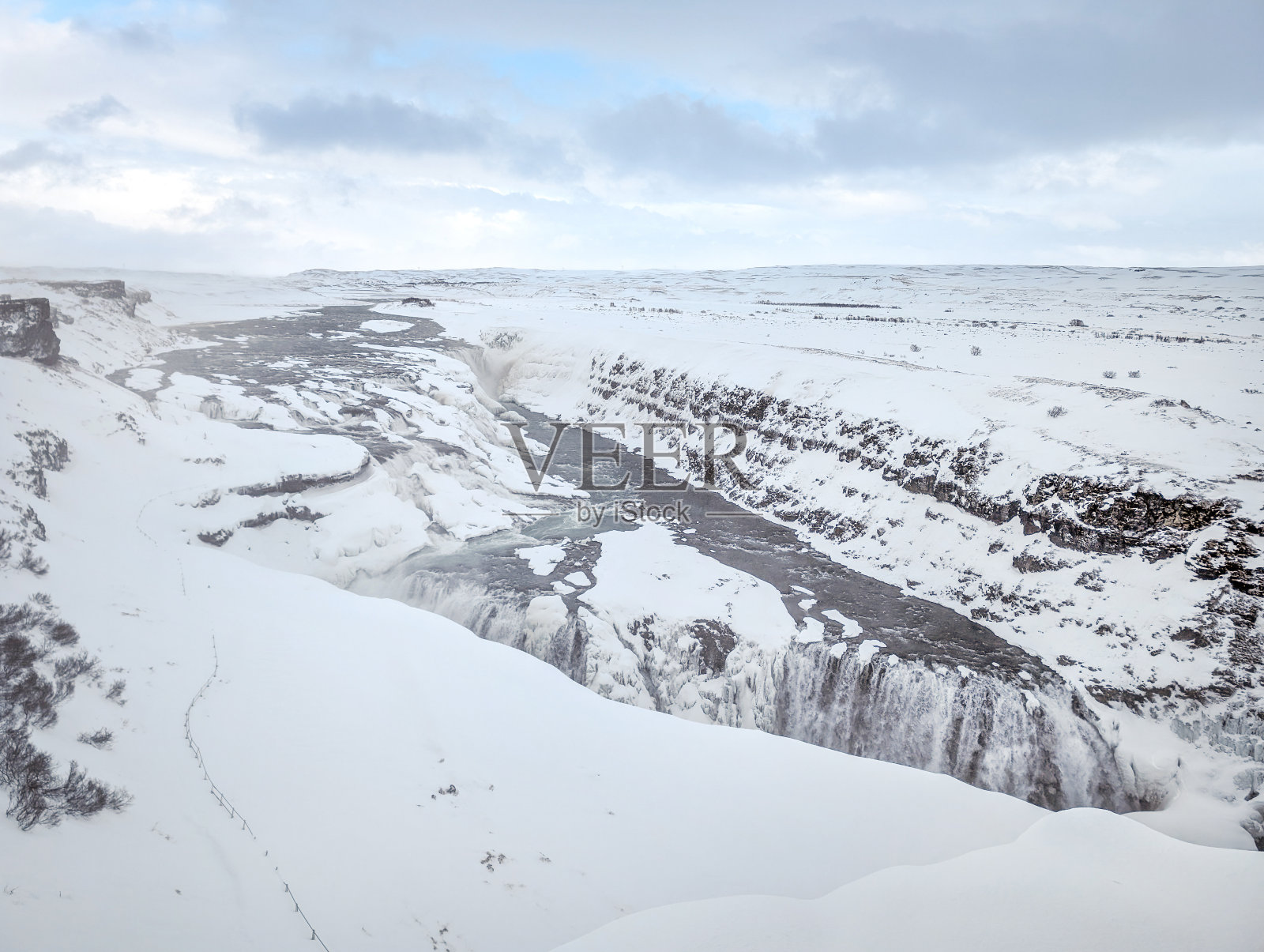 冰岛冬天结冰的海鸥瀑布照片摄影图片