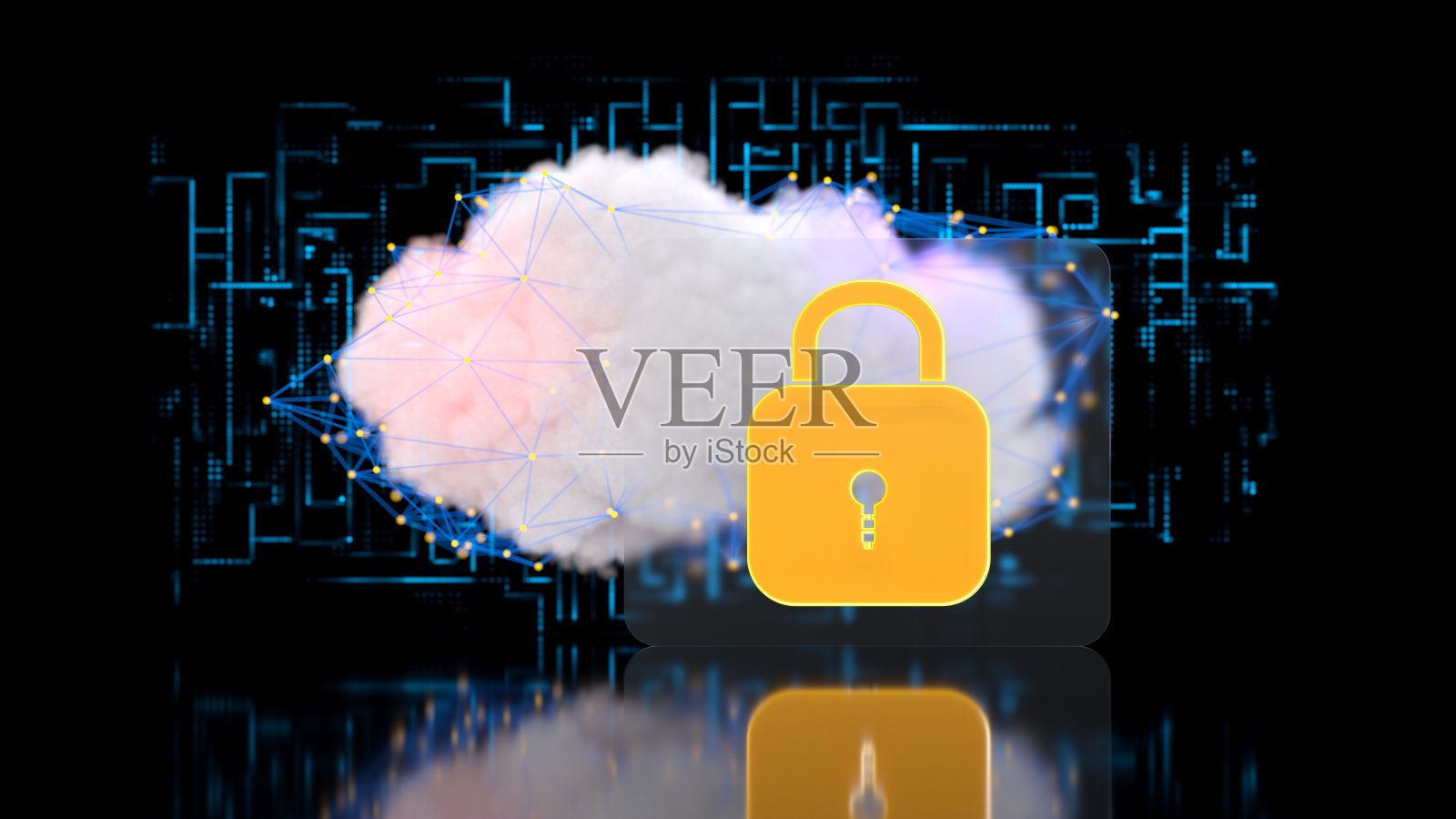 网络安全概念。网络数据保护，云计算标志。照片摄影图片