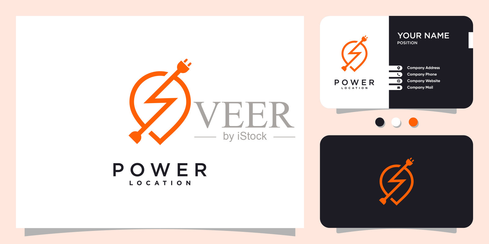 电源标志与引脚位置概念高级矢量插画图片素材